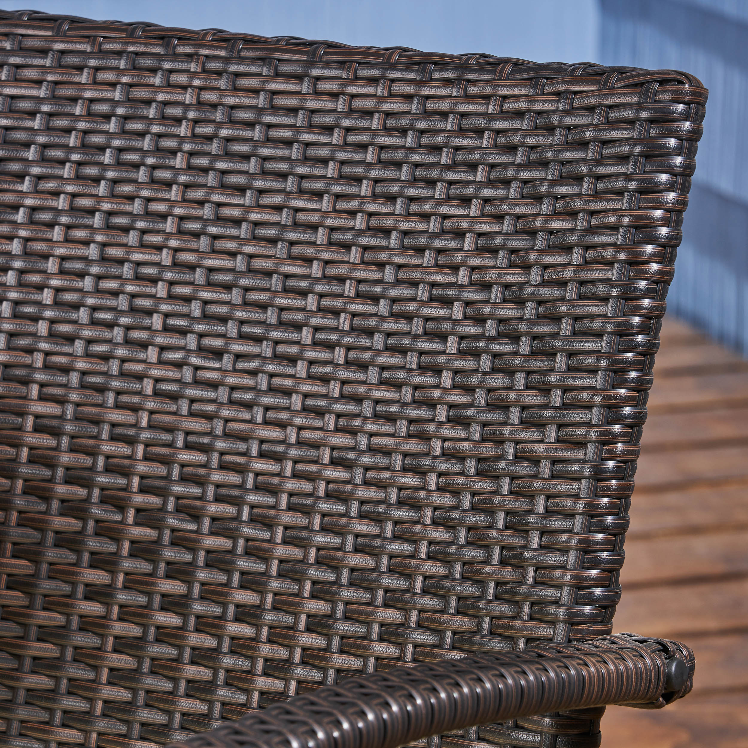 Stonecrest Outdoor 6-Seater Wood and Wicker Chair and Bench Dining Set - furnishings