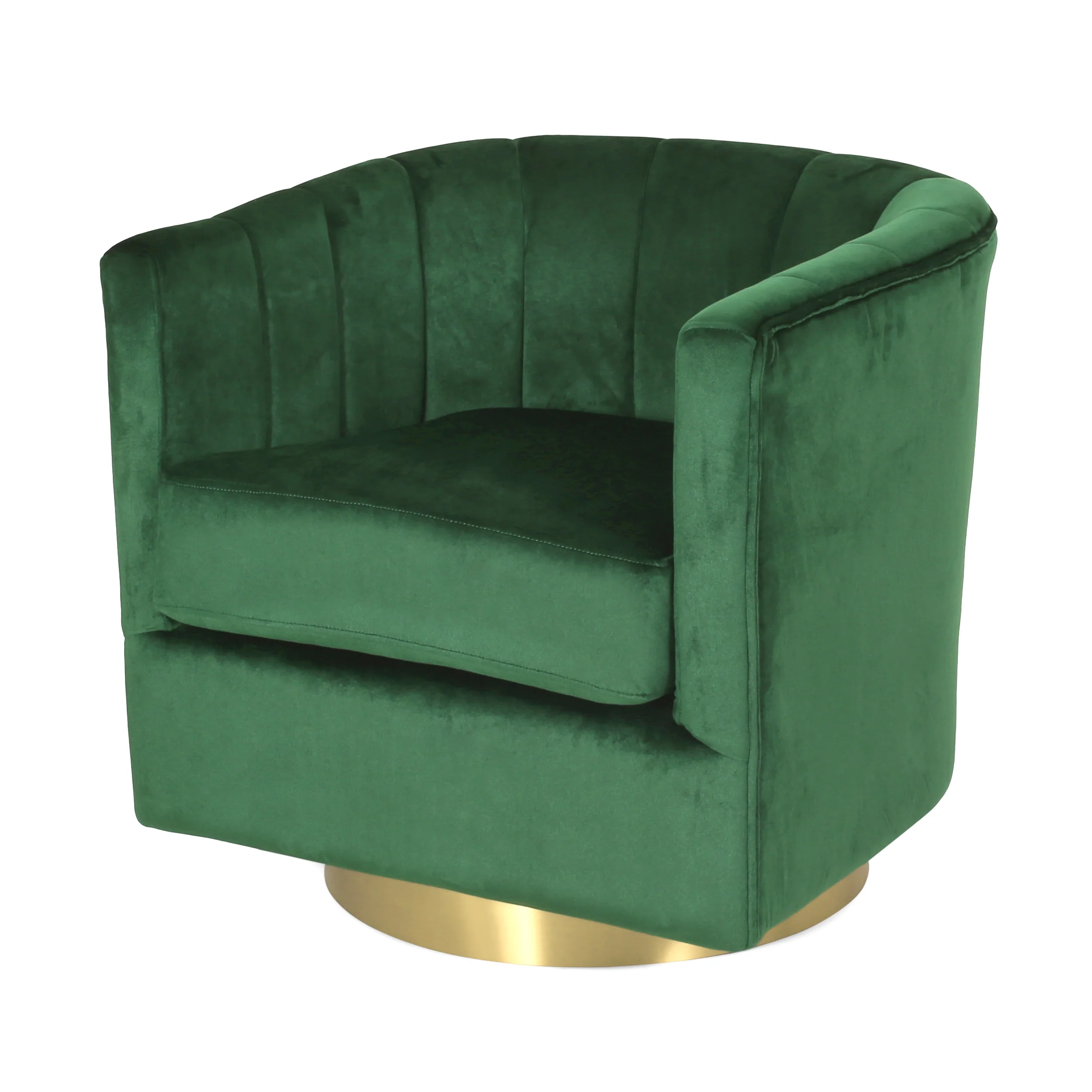 Blairmont Modern Glam Channel Stitch Velvet Swivel Club Chair - furnishings