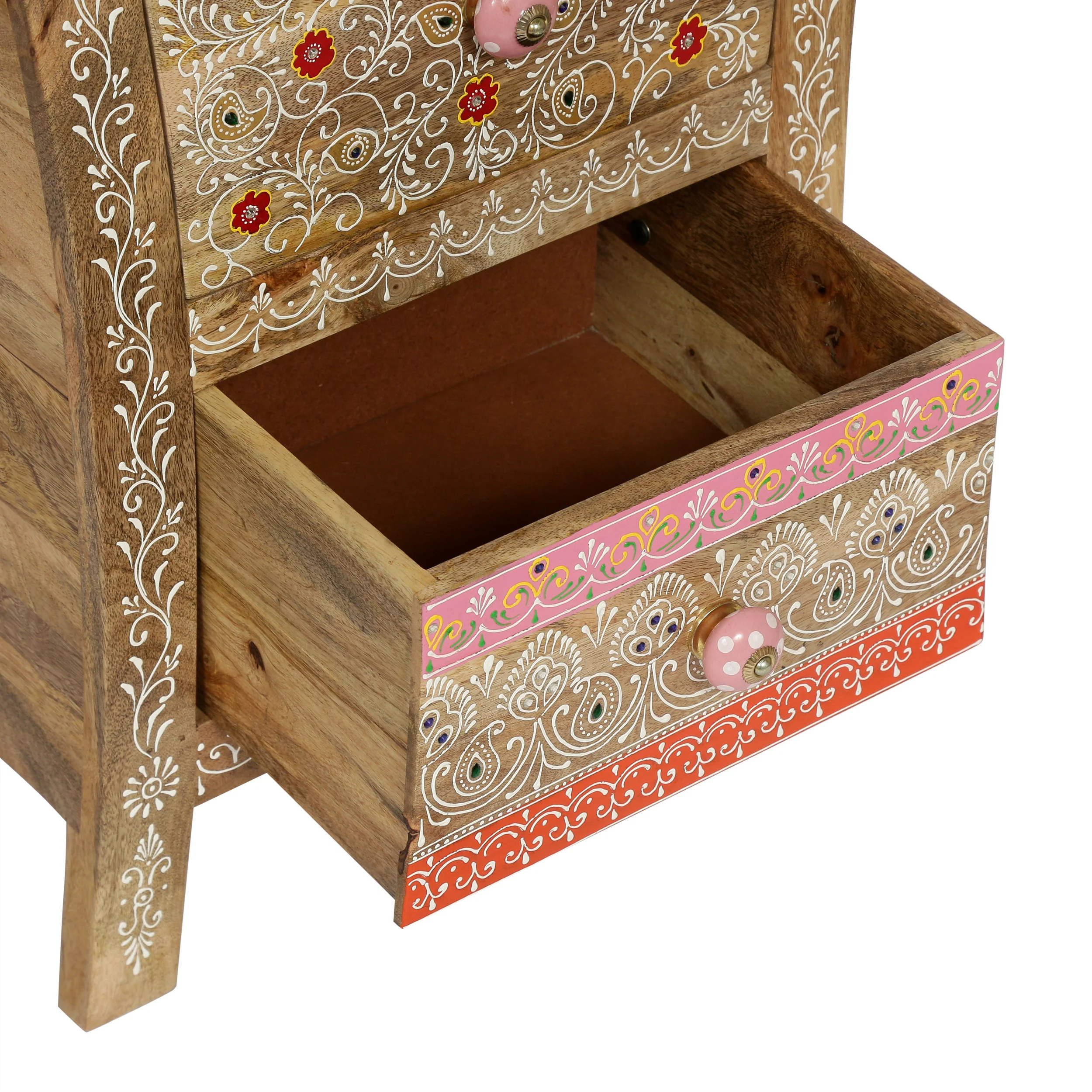 Ingersol Handcrafted Boho 2 Drawer Mango Wood Nightstand - furnishings