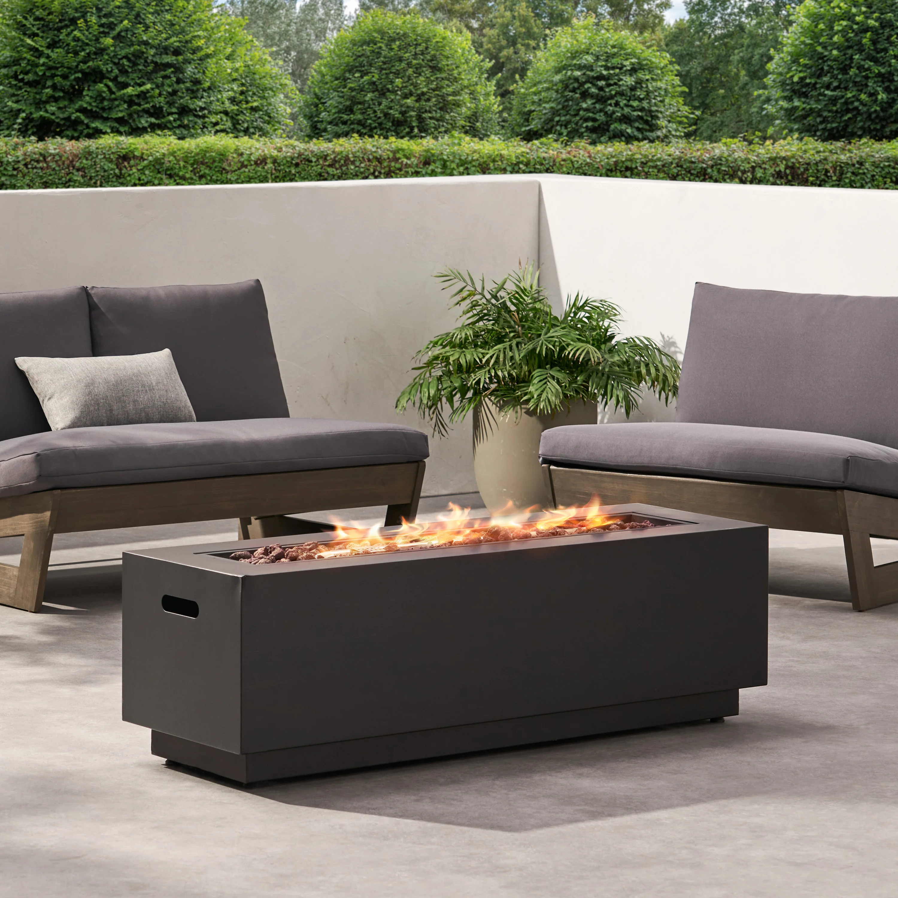 Jasmine Outdoor 50,000 BTU Rectangular Fire Pit (No Tank Holder) - furnishings