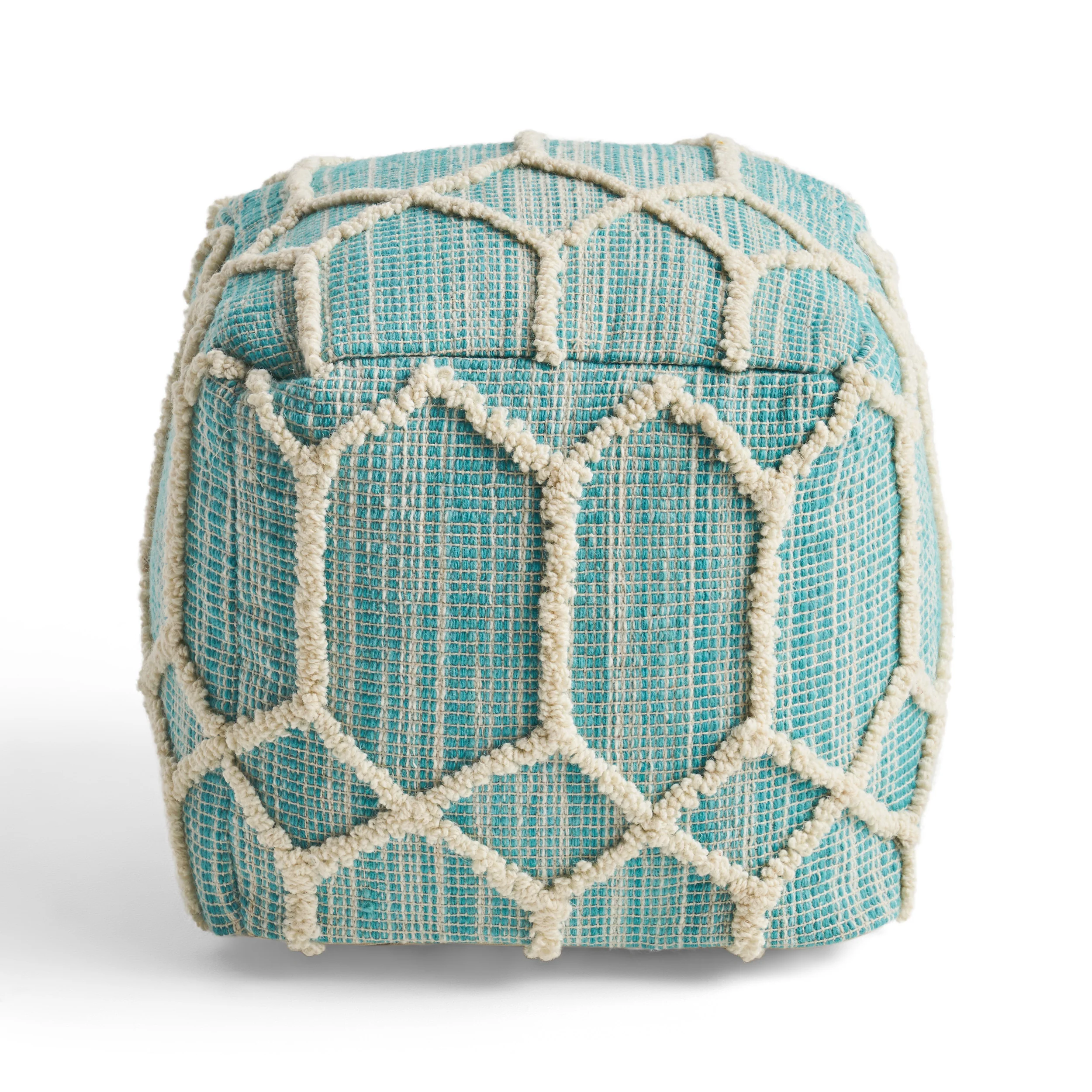 Erza Boho Wool and Cotton Ottoman Pouf - furnishings