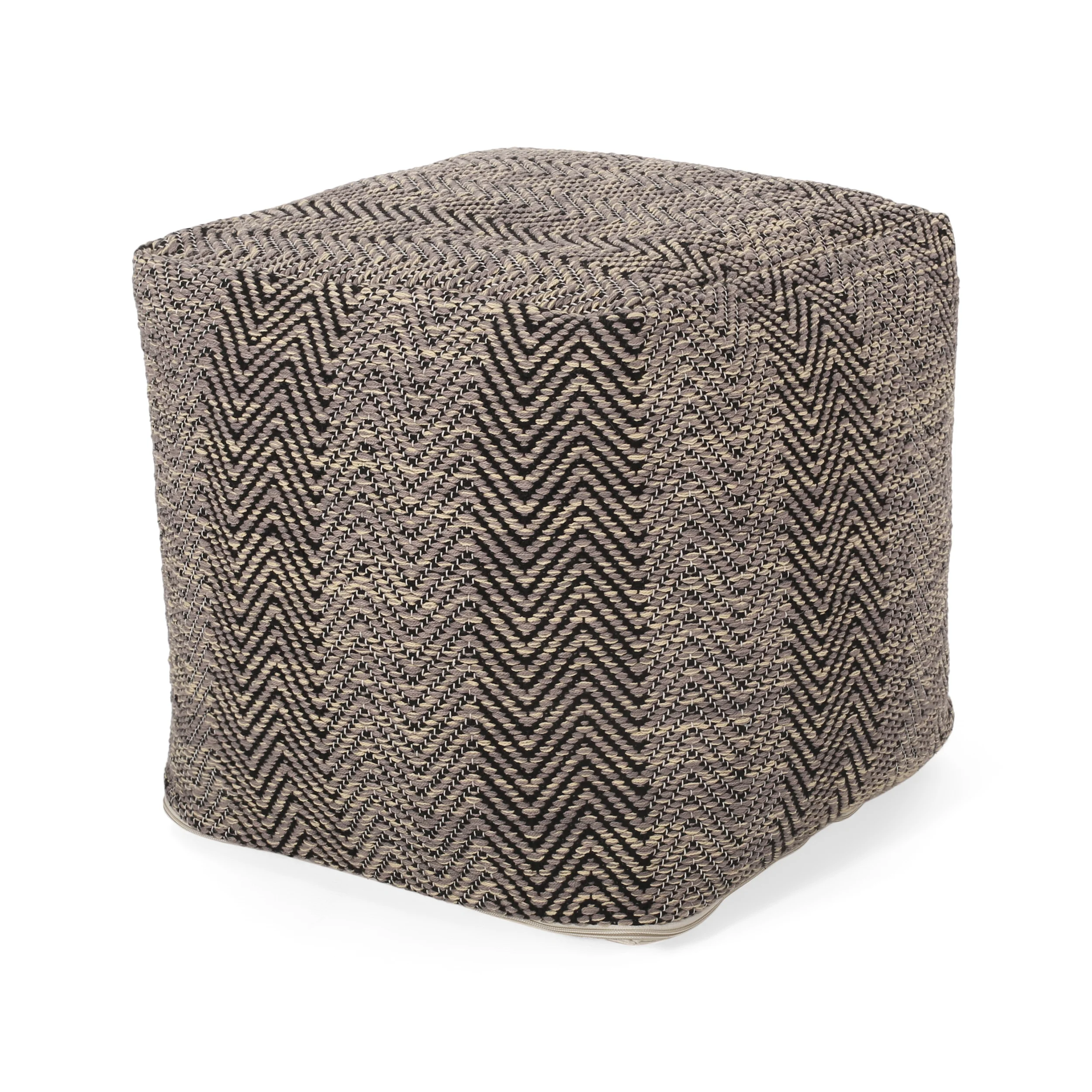 Jailyn Hand-Crafted Cotton Cube Pouf - furnishings