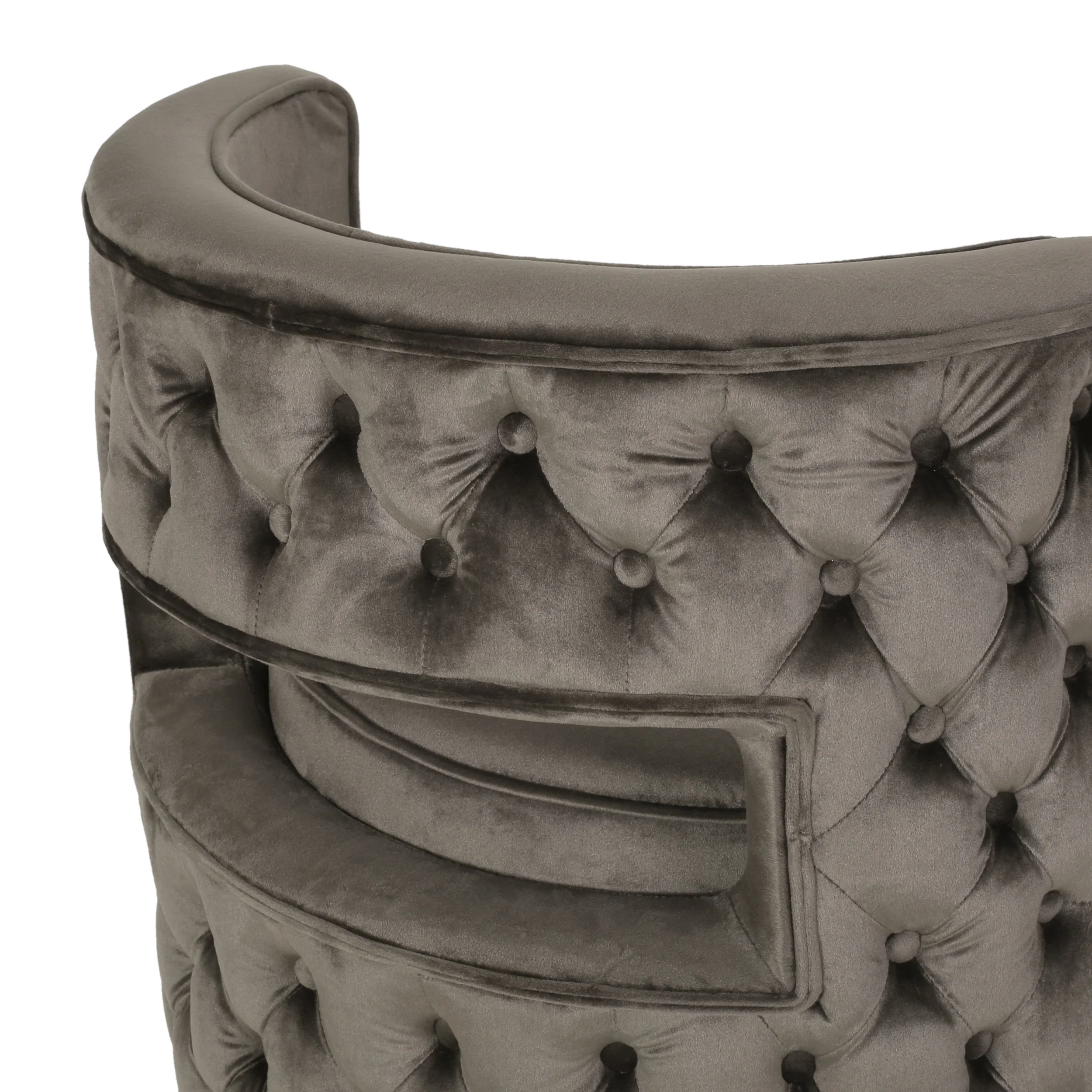 Freas Modern Glam Round Open Back Velvet Swivel Club Chair - furnishings
