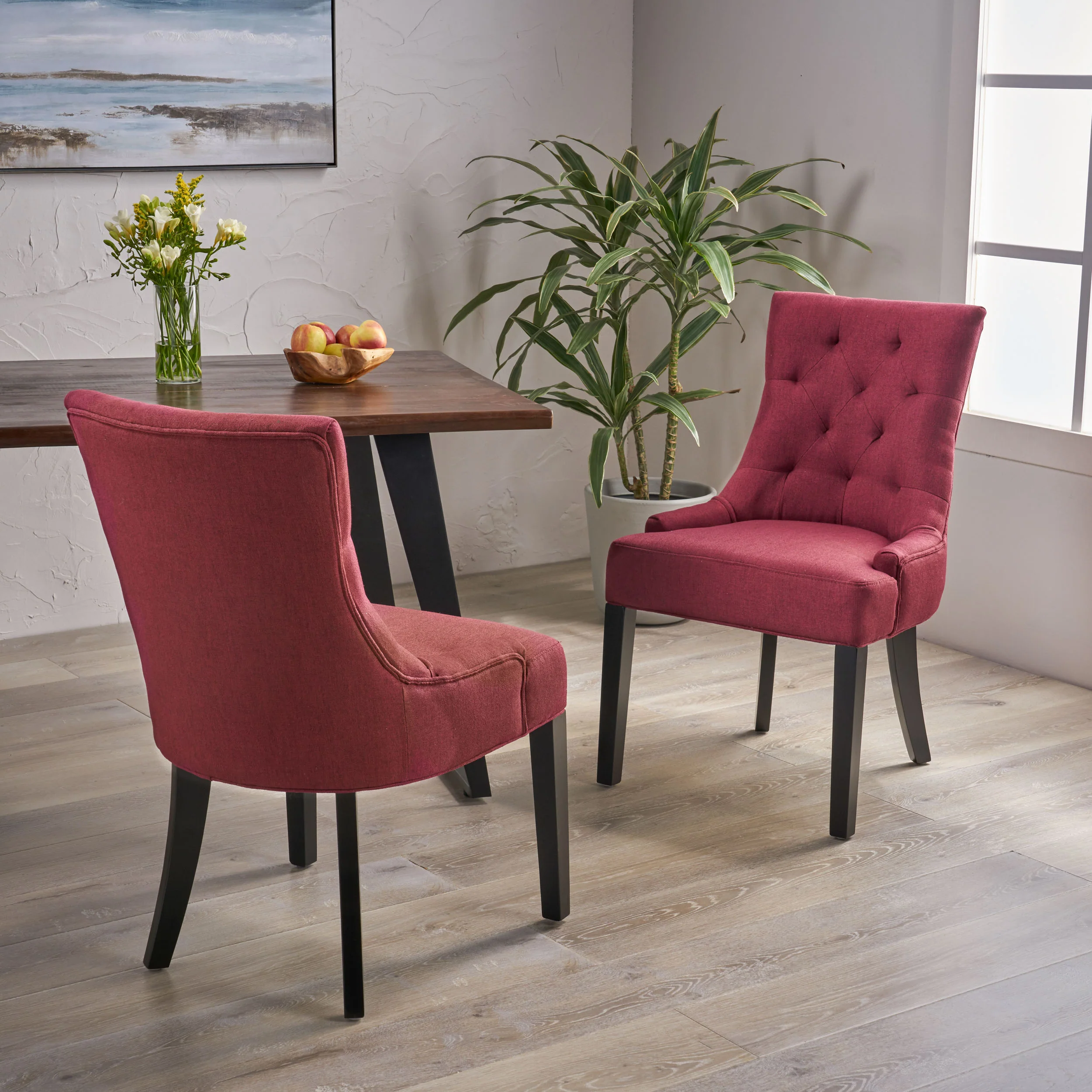 Maggie Contemporary Tufted Dining Chairs, Set of 2 - furnishings