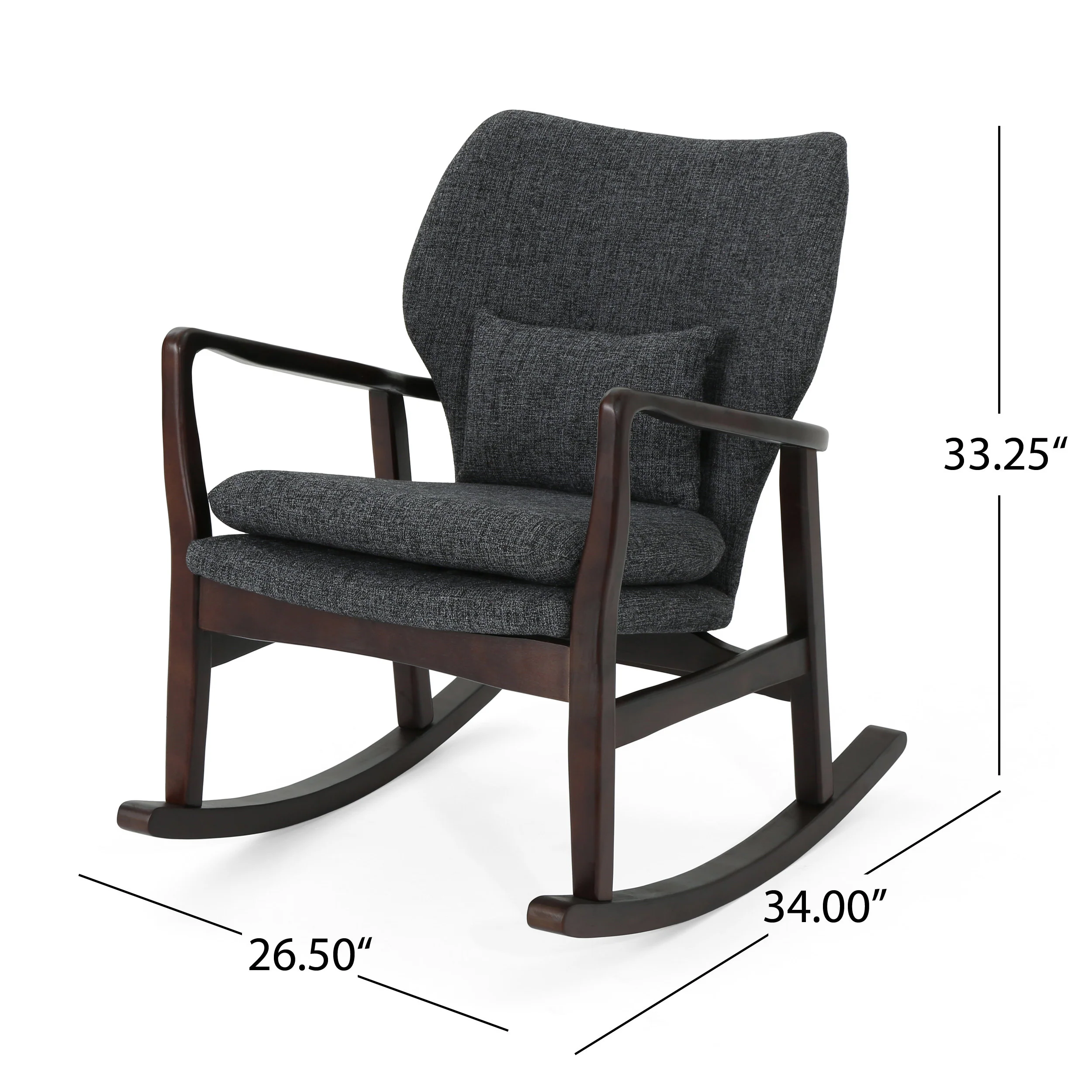 Balen Mid Century Modern Upholstered Rocking Chair - furnishings