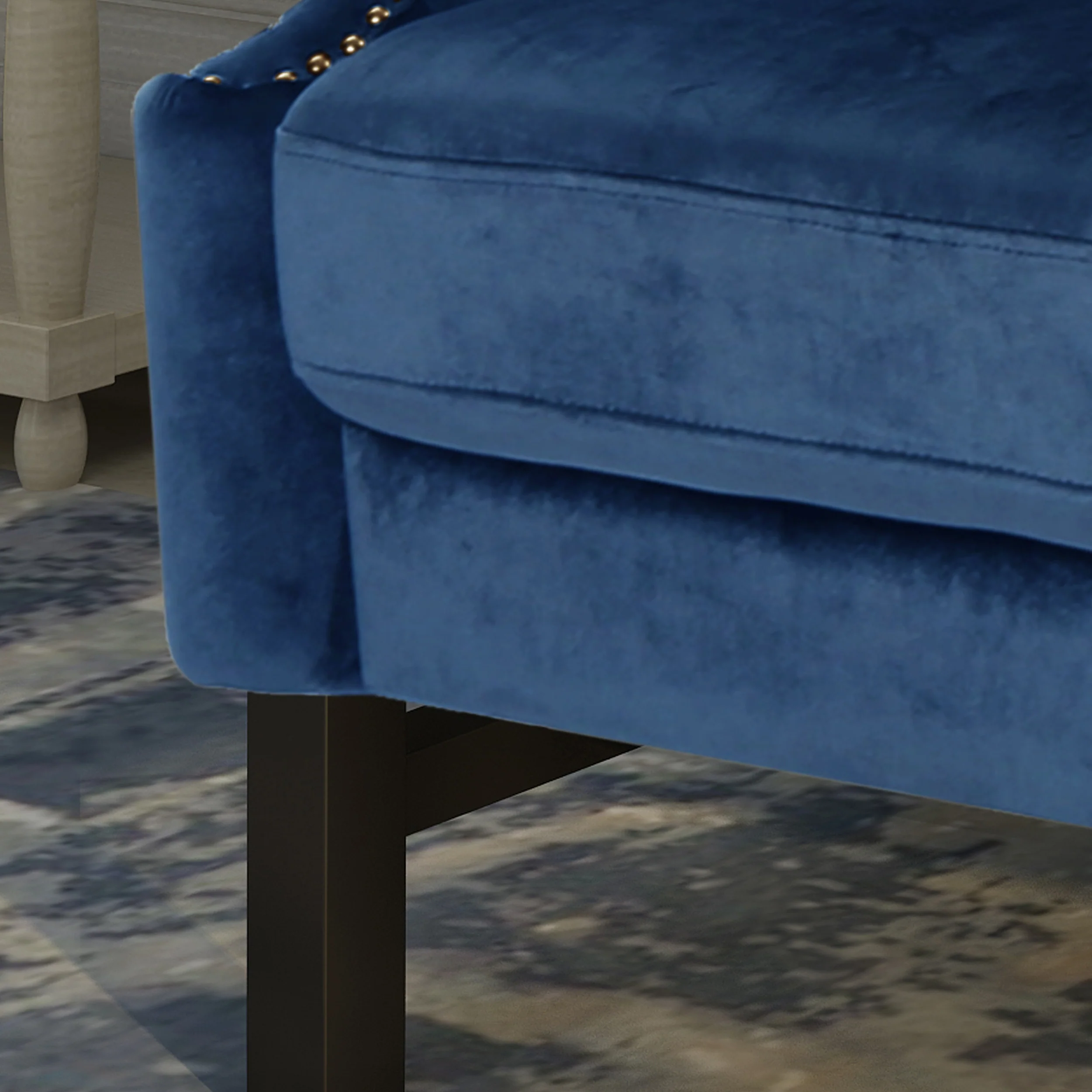 Linsey High Back Tufted Winged New Velvet Loveseat - furnishings
