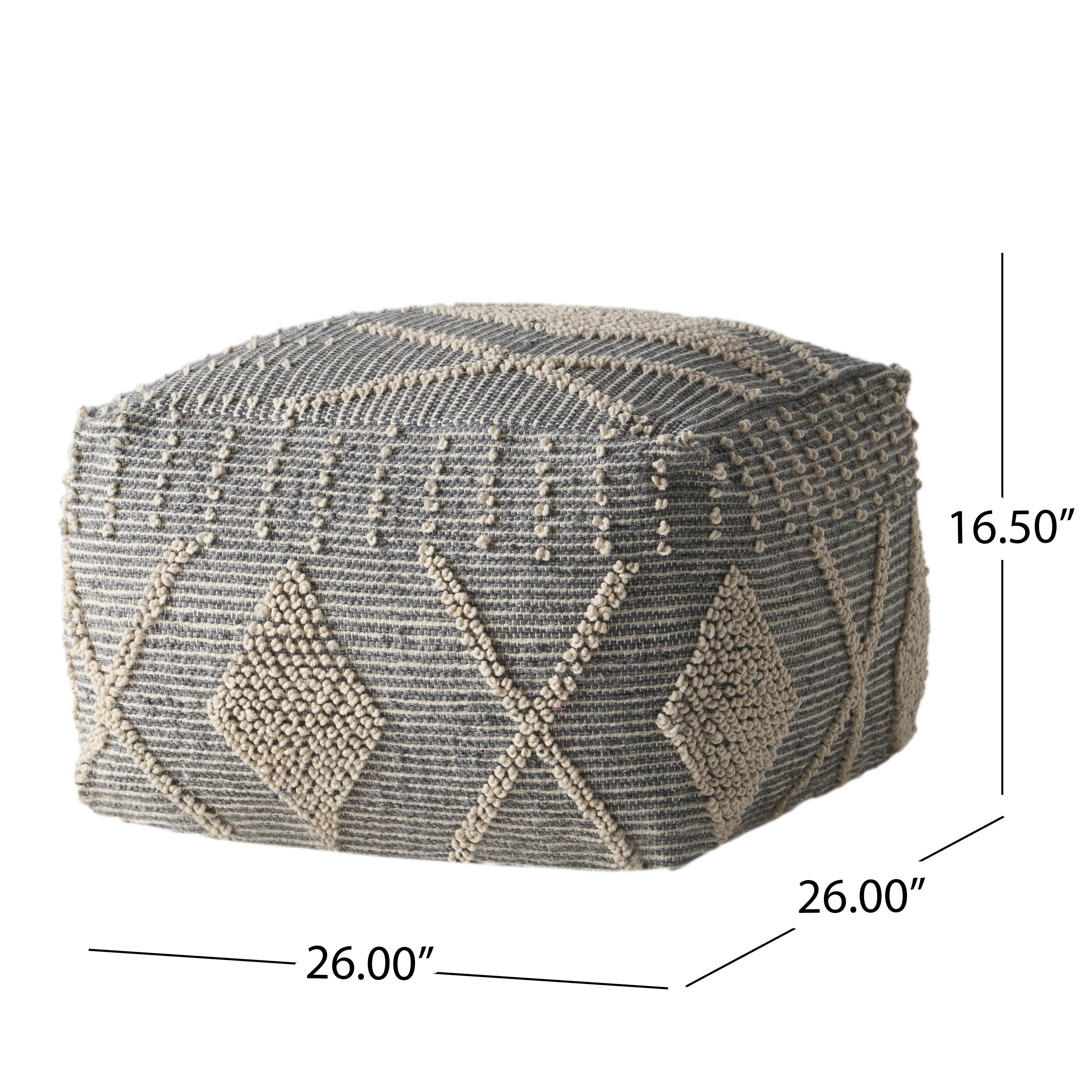 Dereka Contemporary Handcrafted Faux Yarn Pouf - furnishings
