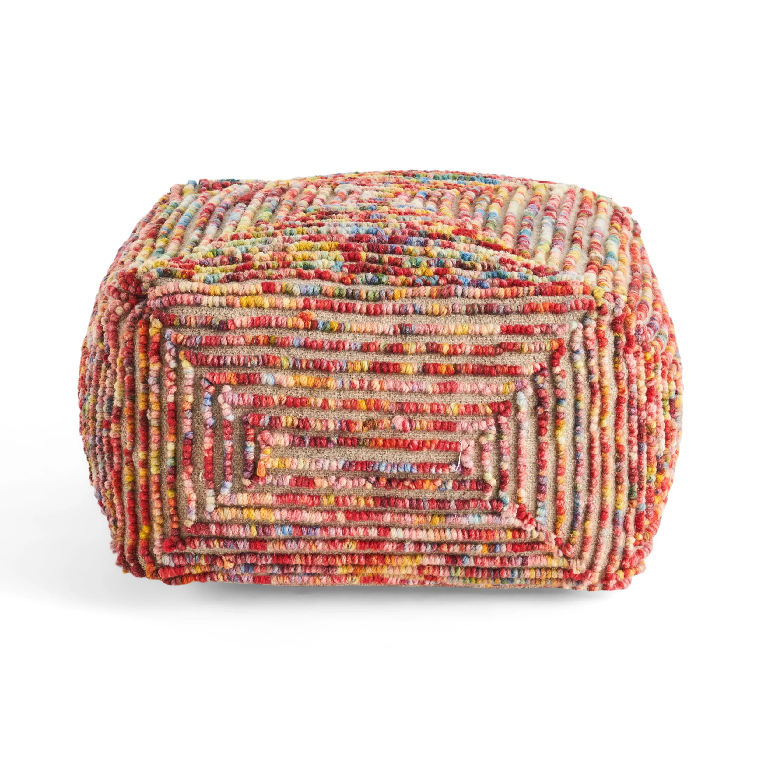 Jaylee Boho Wool Ottoman Pouf - furnishings