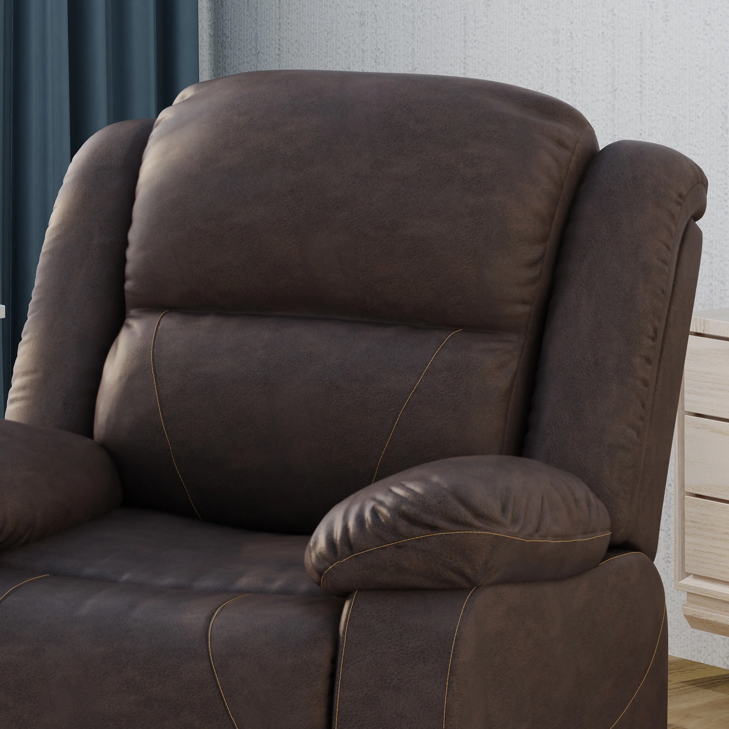 Flora Classic Tufted Leather Swivel Recliner, Dark Brown - furnishings