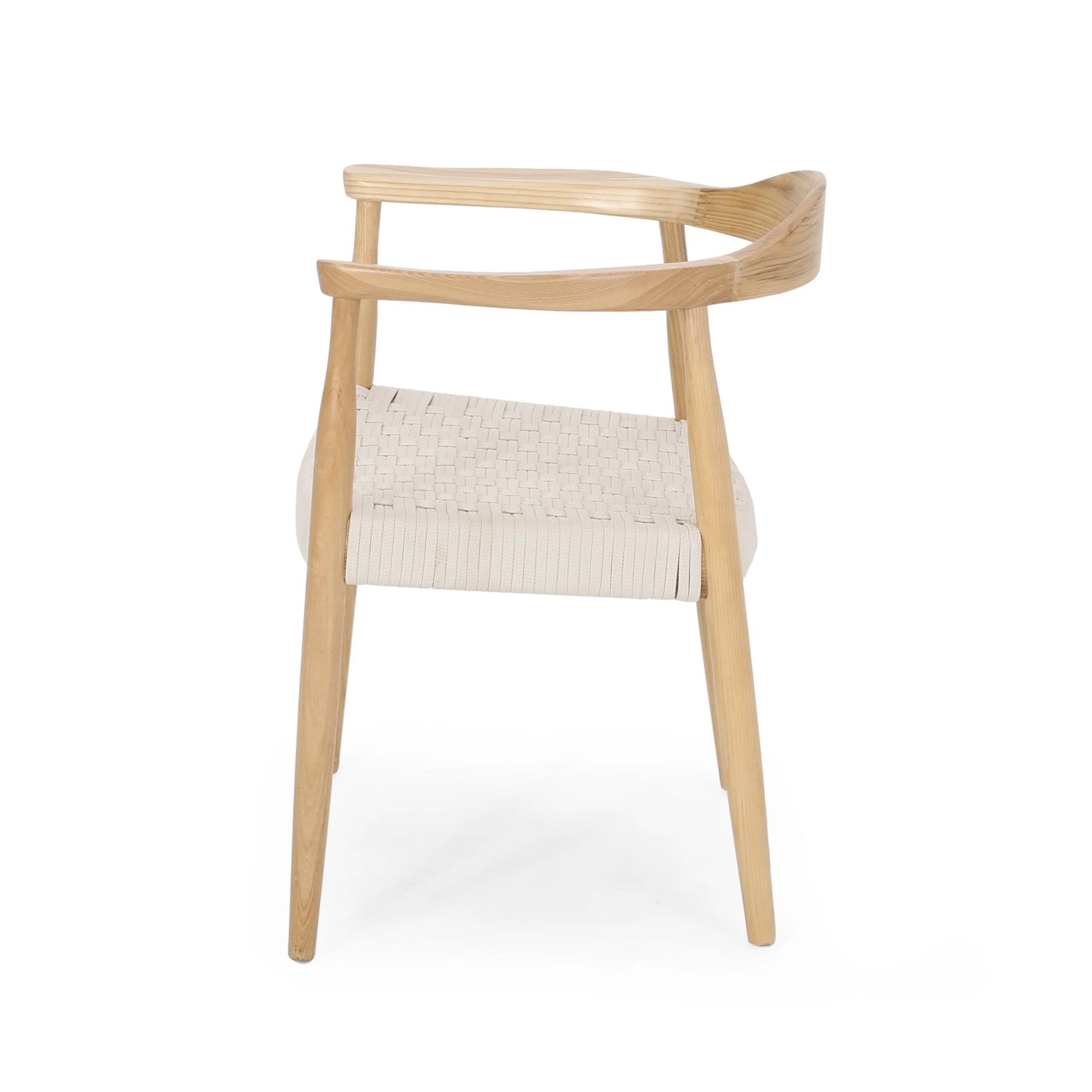 Leonela Mid-Century Modern Ash Wood Accent Chair with Olefin Rope Seat - furnishings