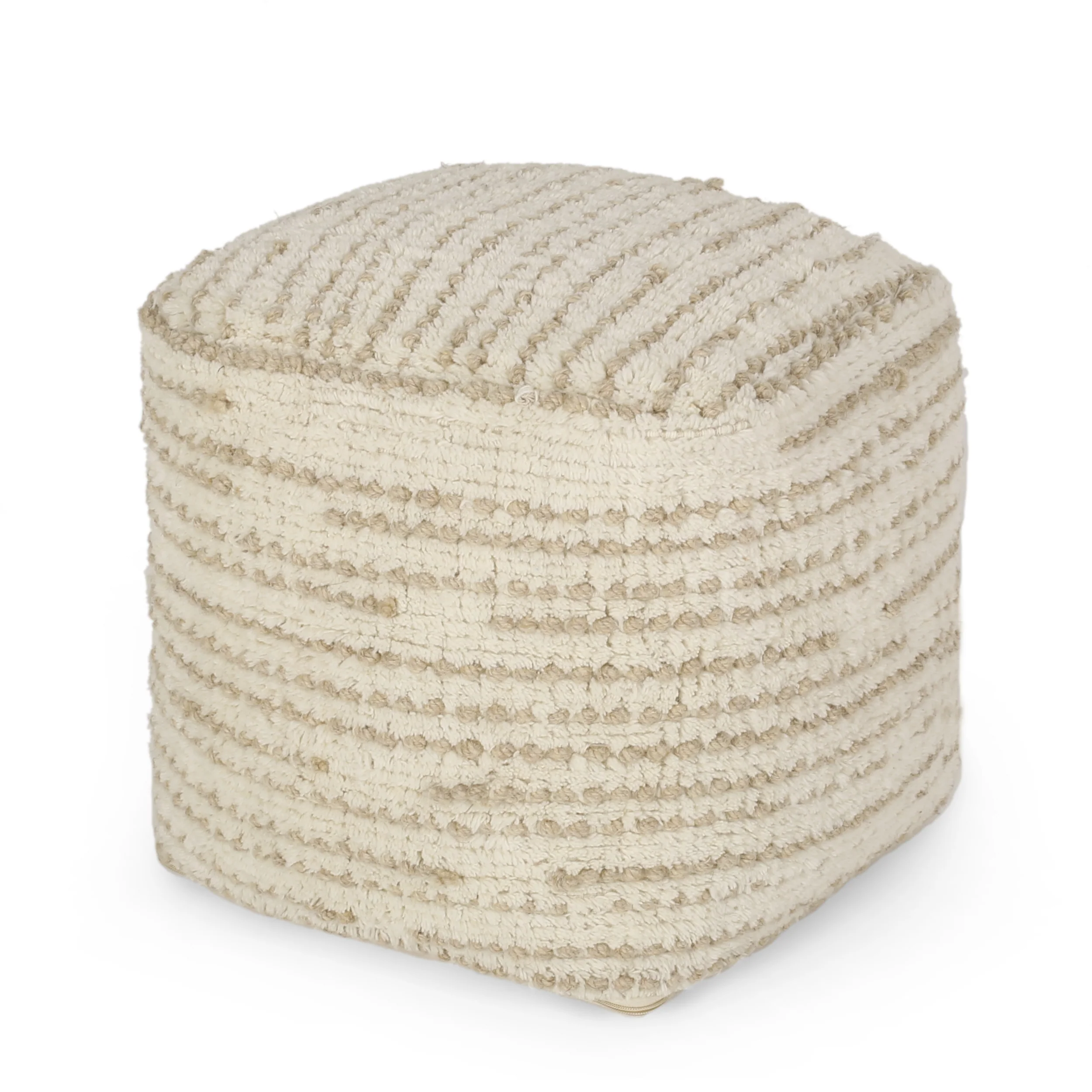 Eakly Handcrafted Boho Fabric Cube Pouf - furnishings