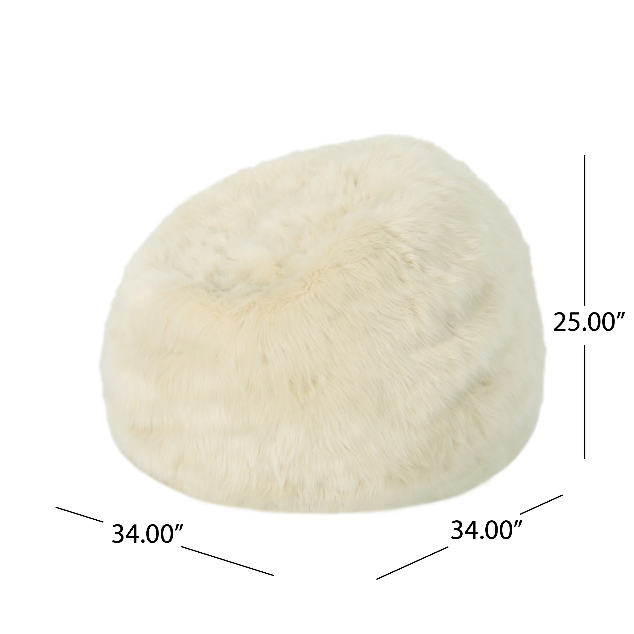 Amori Modern 3 Foot Faux Fur Bean Bag (Cover Only) - furnishings