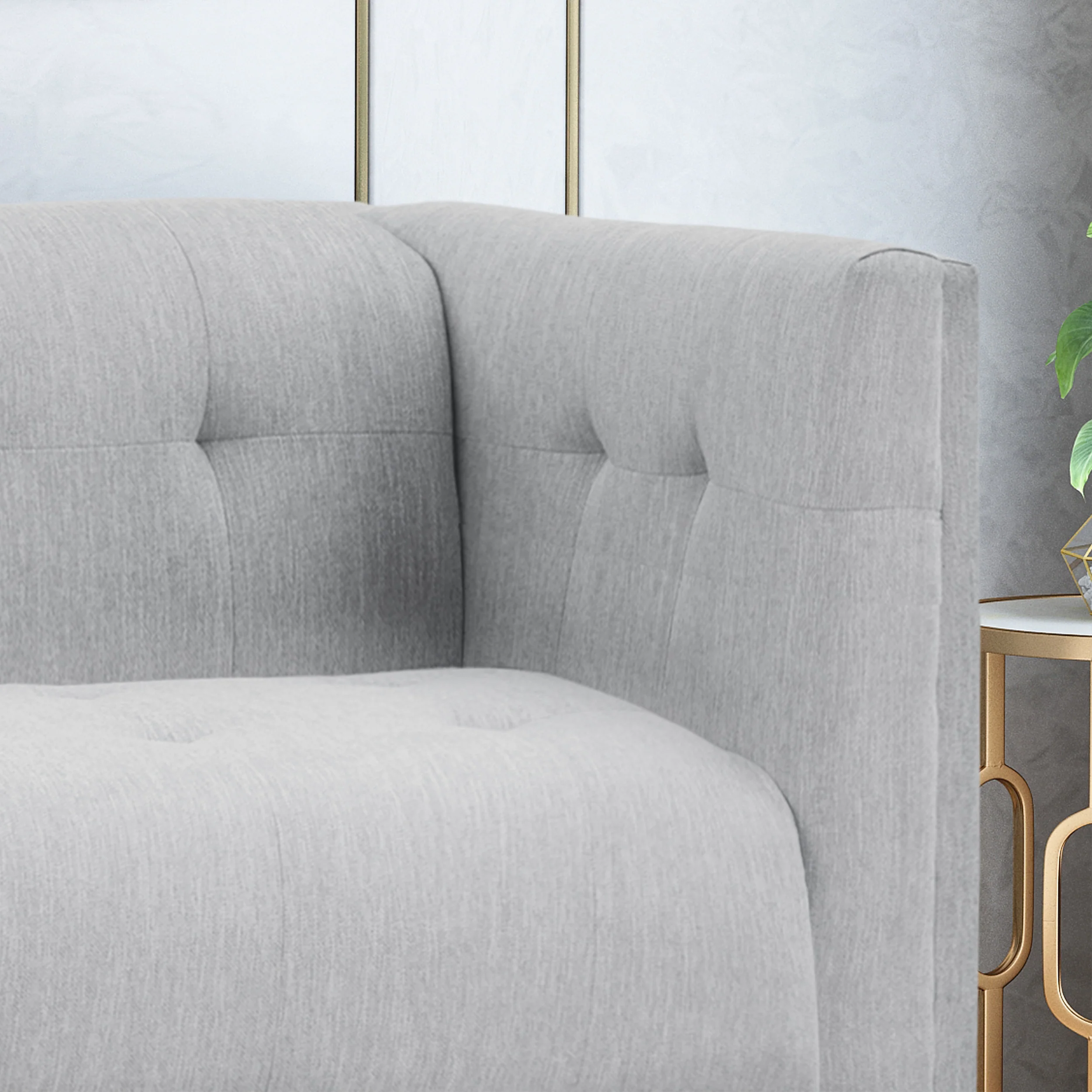 Kennedii Mid-Century Modern Fabric Upholstered Tufted 3 Seater Sofa - furnishings