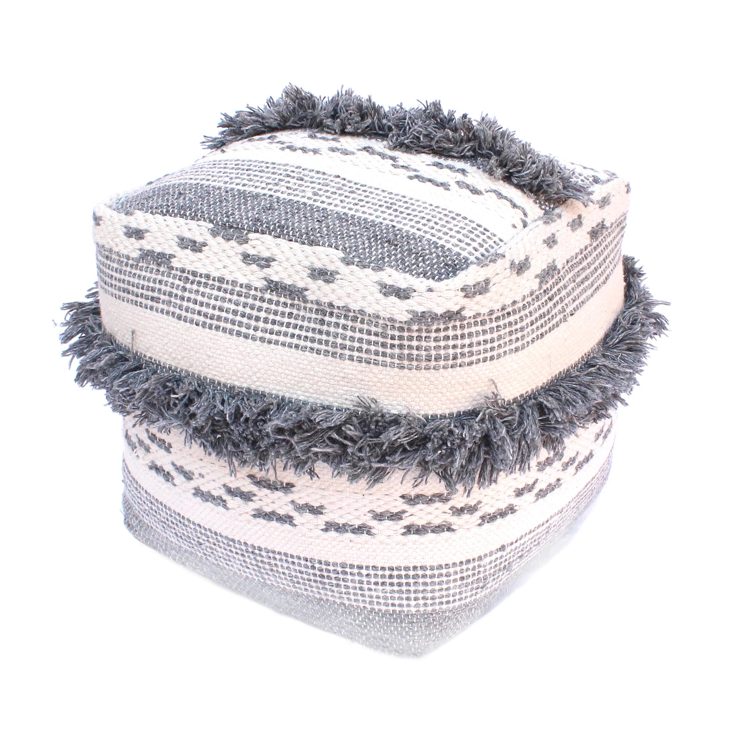 Evanora Contemporary Faux Yarn Pouf Ottoman - furnishings