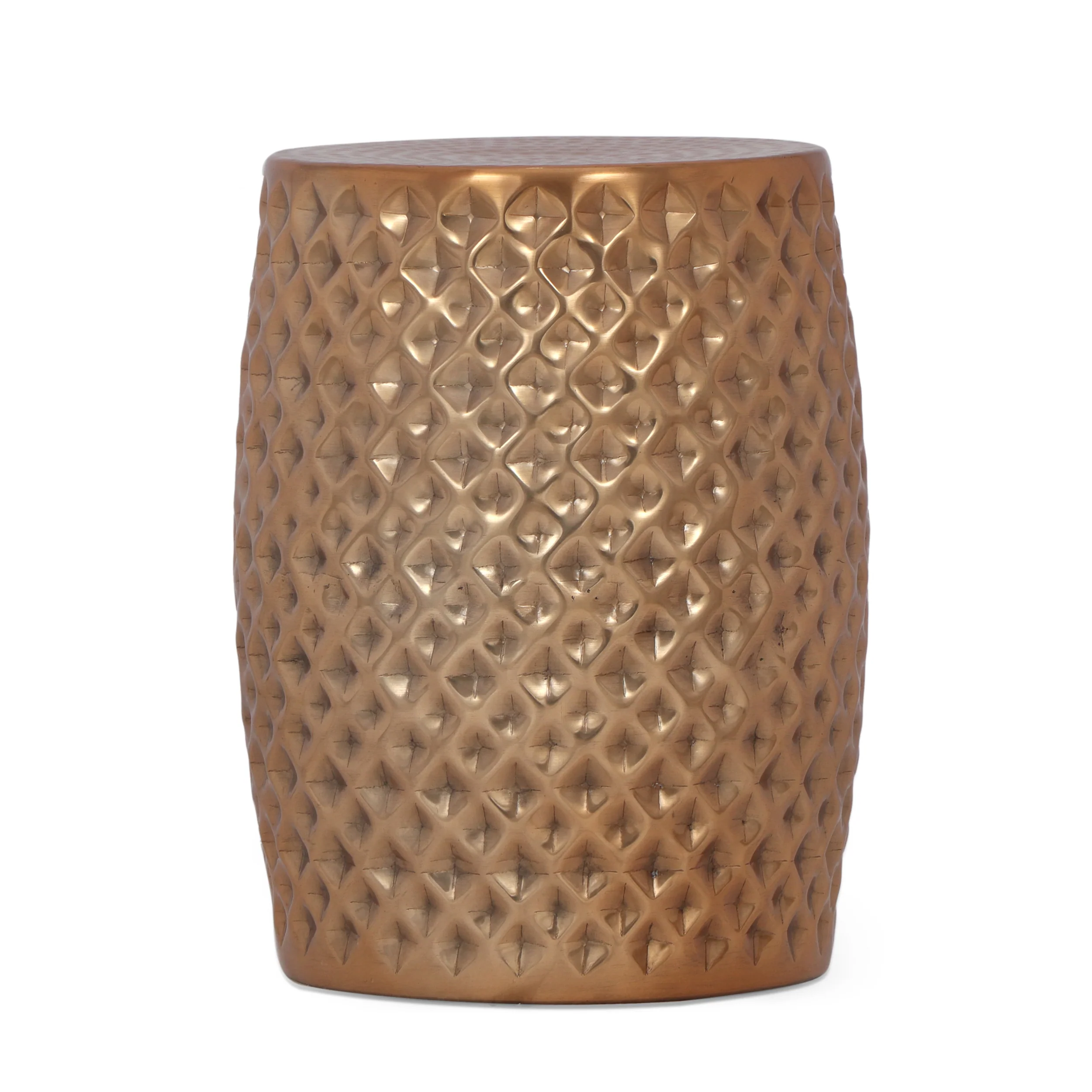 Kimberly Boho Glam Handcrafted Hammered Aluminum Side Table, Brass - furnishings