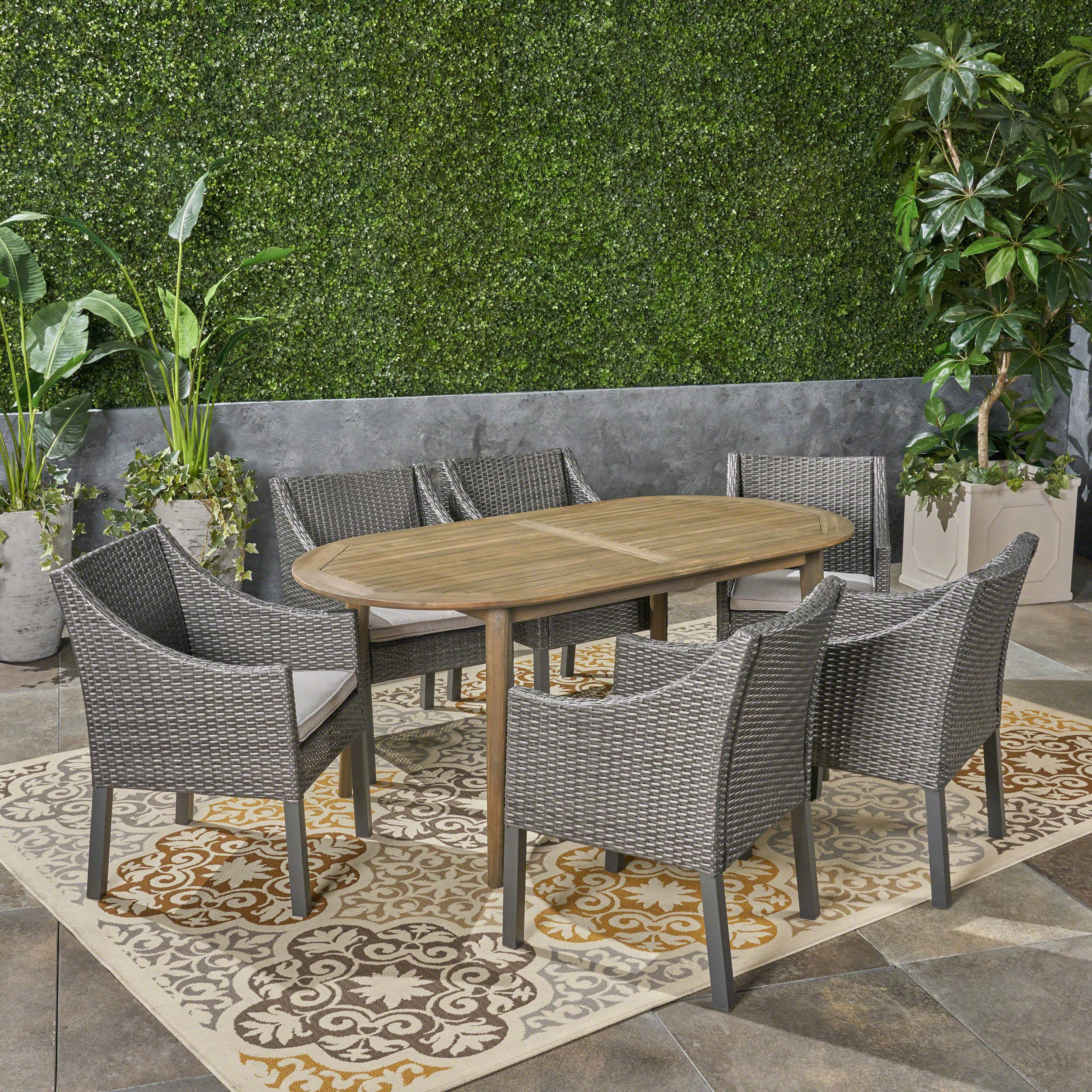 Stanford Outdoor 7-Piece Acacia Wood Dining Set - furnishings