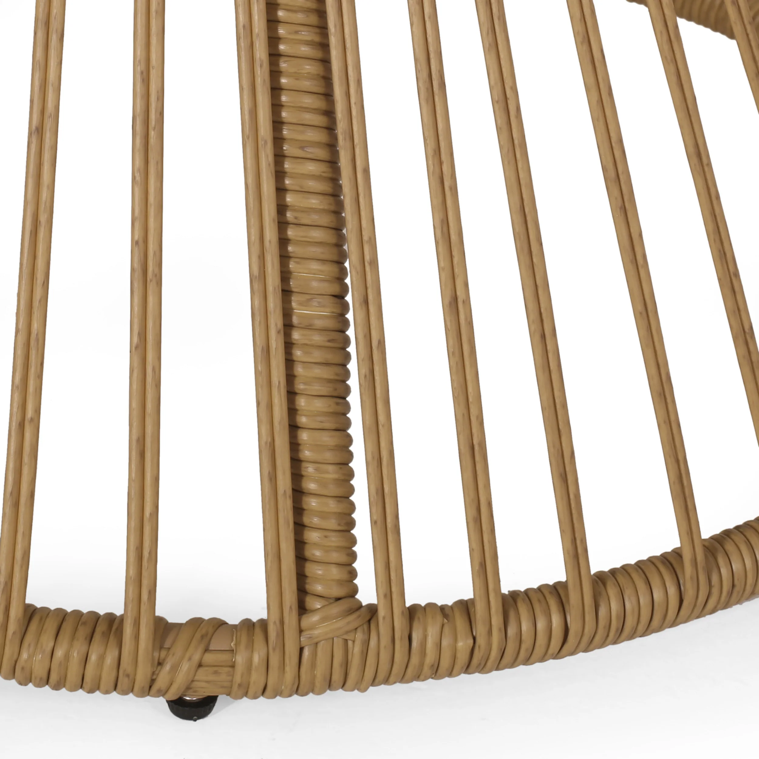 Apulia Outdoor Wicker Chair and Side Table Set with Cushion, Light Brown and Beige - furnishings