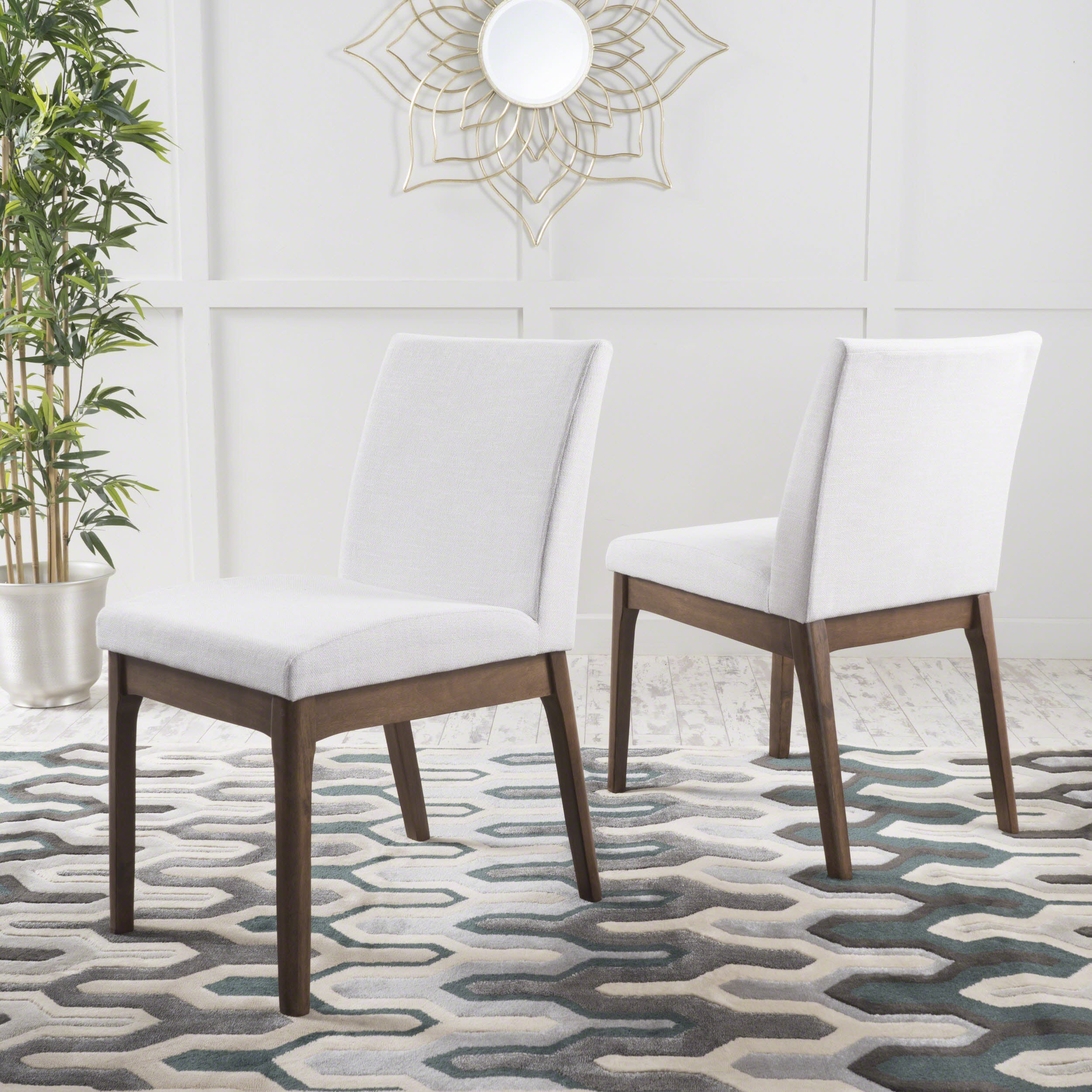 Leona Fabric & Wood Finish Dining Chair (Set of 2) - furnishings