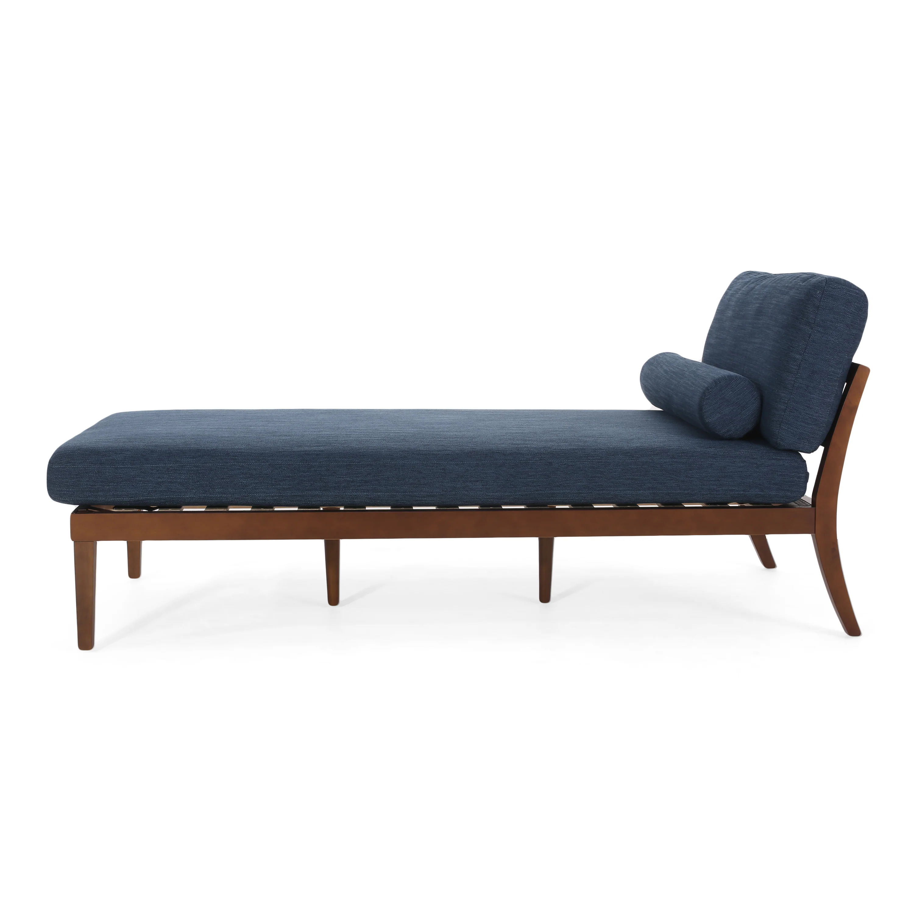 Lochmere Mid Century Modern Fabric Chaise Lounge with Bolster Pillow - furnishings
