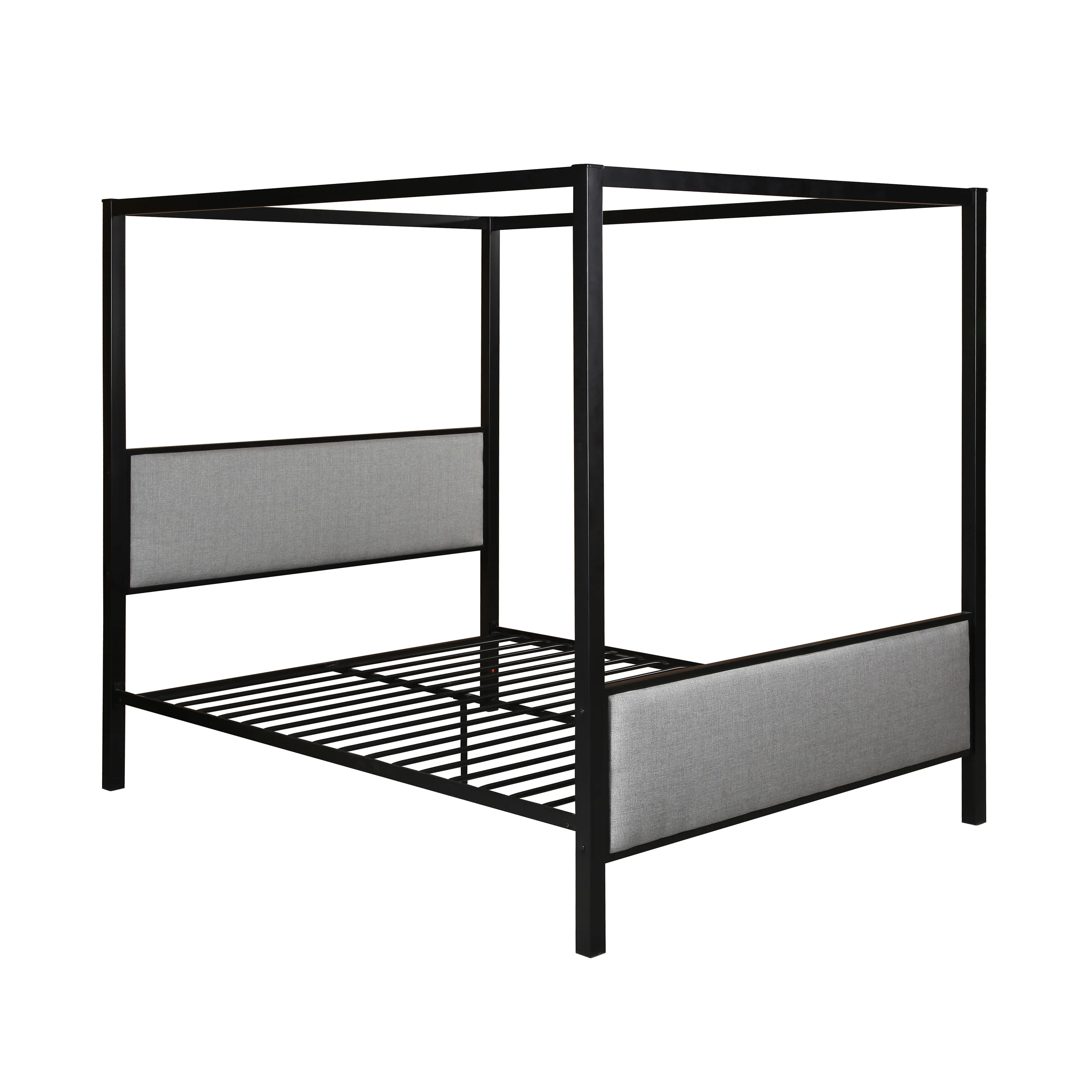 Kama Traditional Fabric Canopy Queen Bed with Iron Frame - furnishings