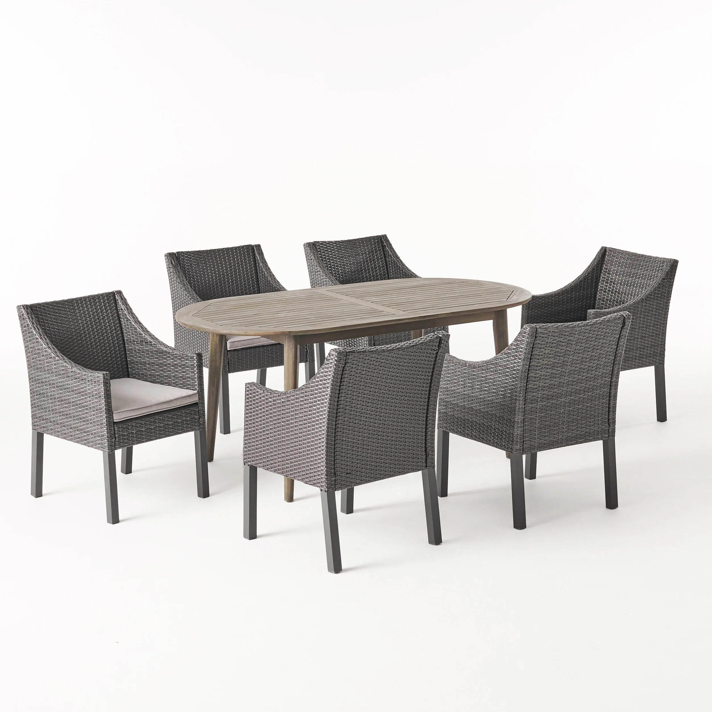 Stanford Outdoor 7-Piece Acacia Wood Dining Set - furnishings