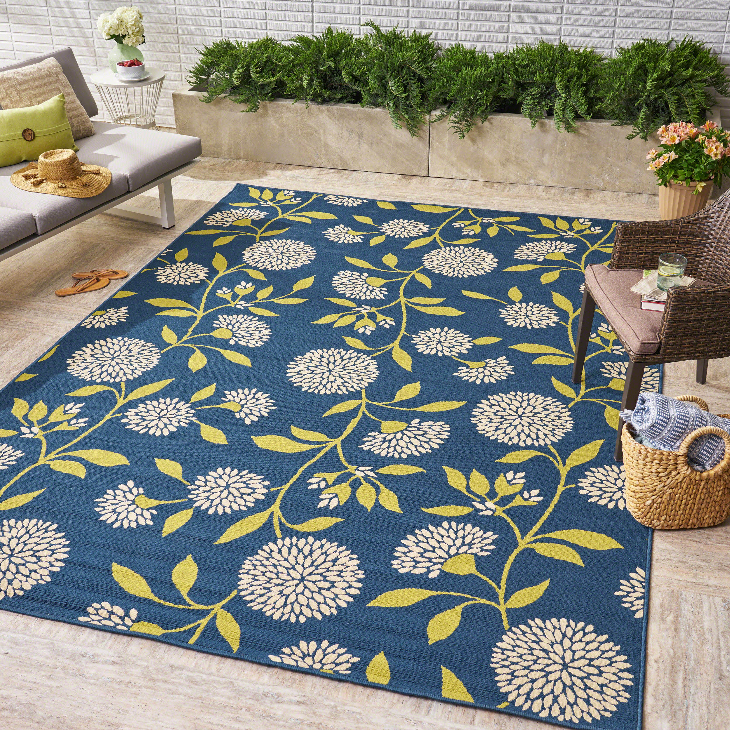 Tilda Outdoor Floral Area Rug - furnishings