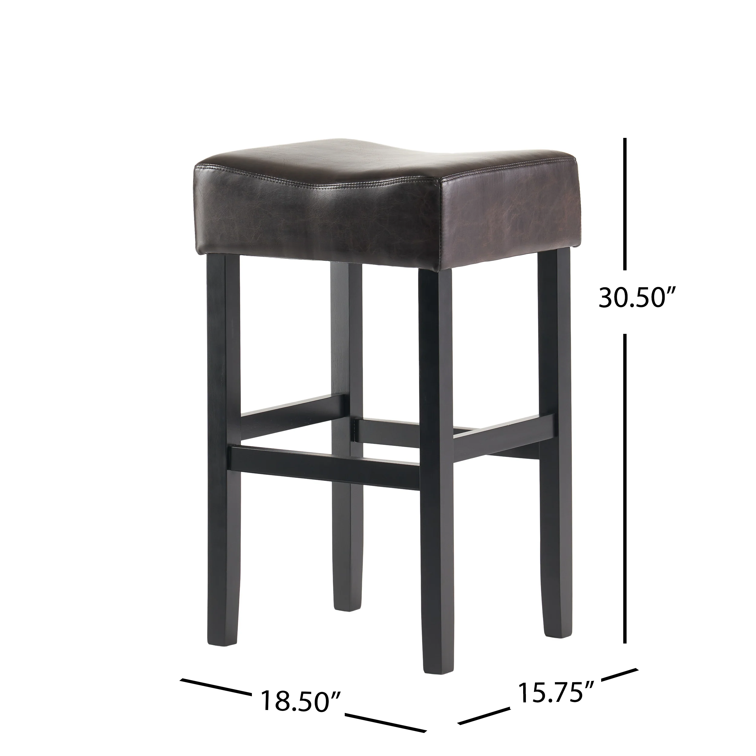 Adler 30-Inch Brown Leather Backless Bar Stool (Set of 2) - furnishings
