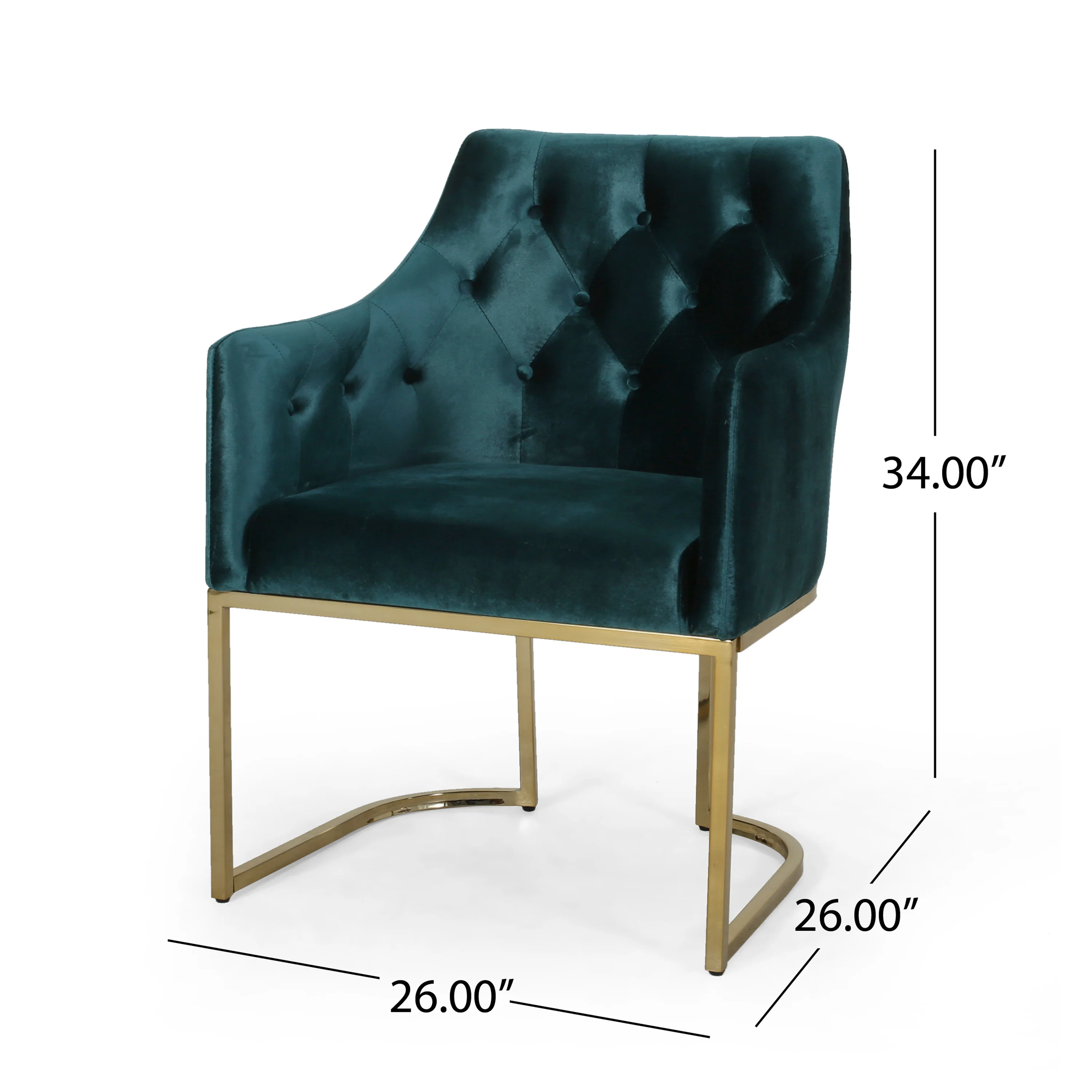 Fern Modern Tufted Glam Accent Chair with Velvet Cushions and U-Shaped Base - furnishings