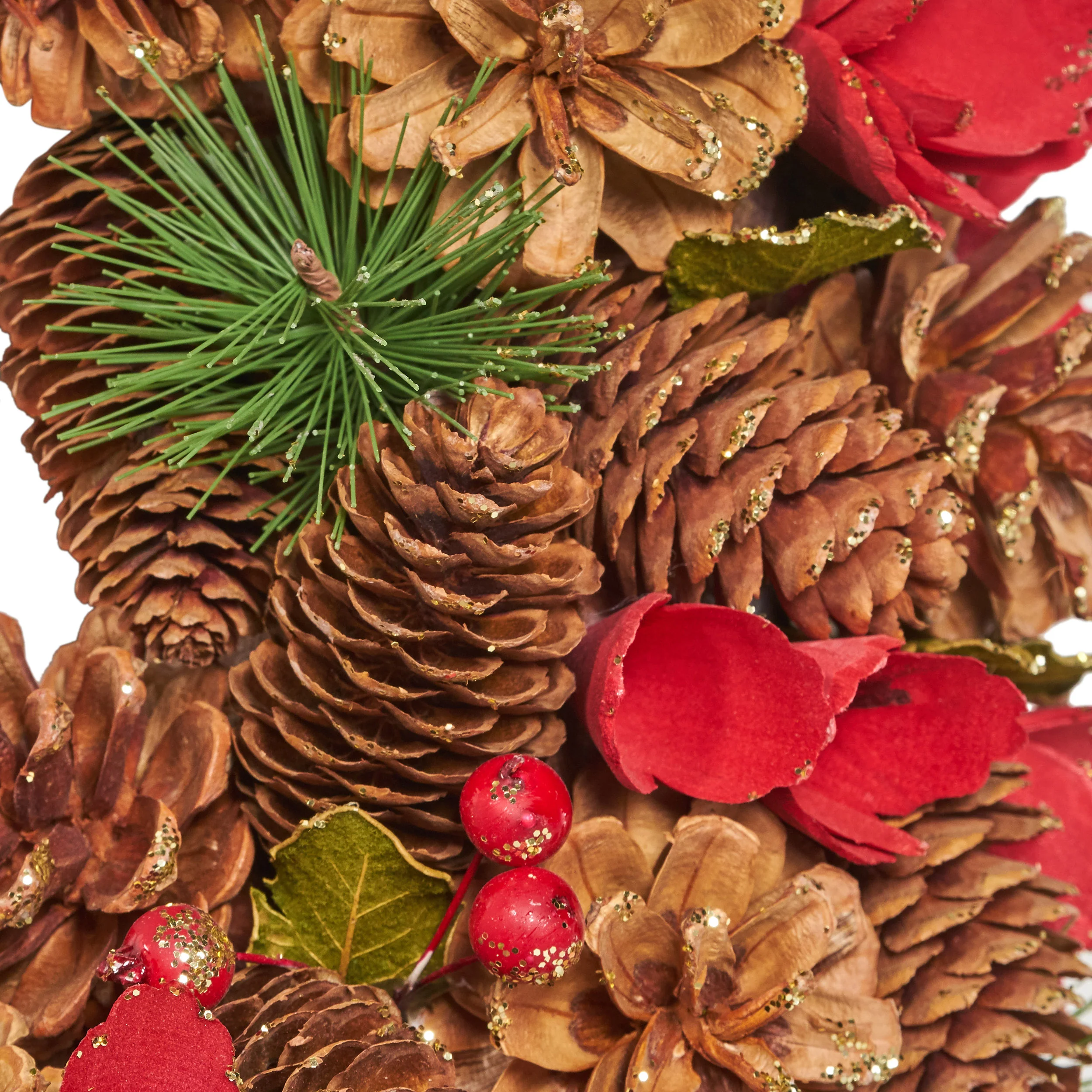 18.5 Inch Artificial Pinecone and Glitter Christmas Wreath - furnishings