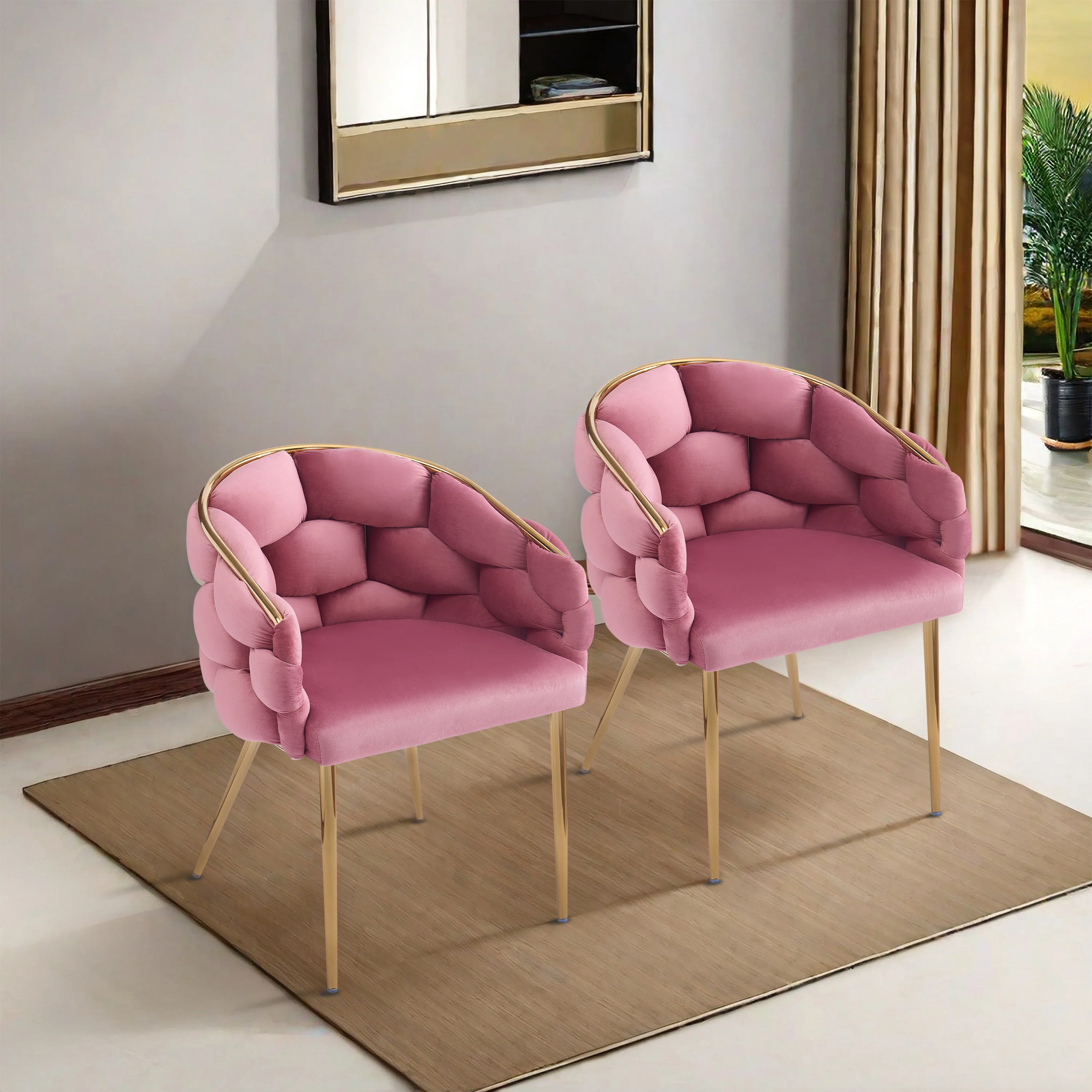 Cotorro Velvet Barrel Design Accent Chairs - furnishings