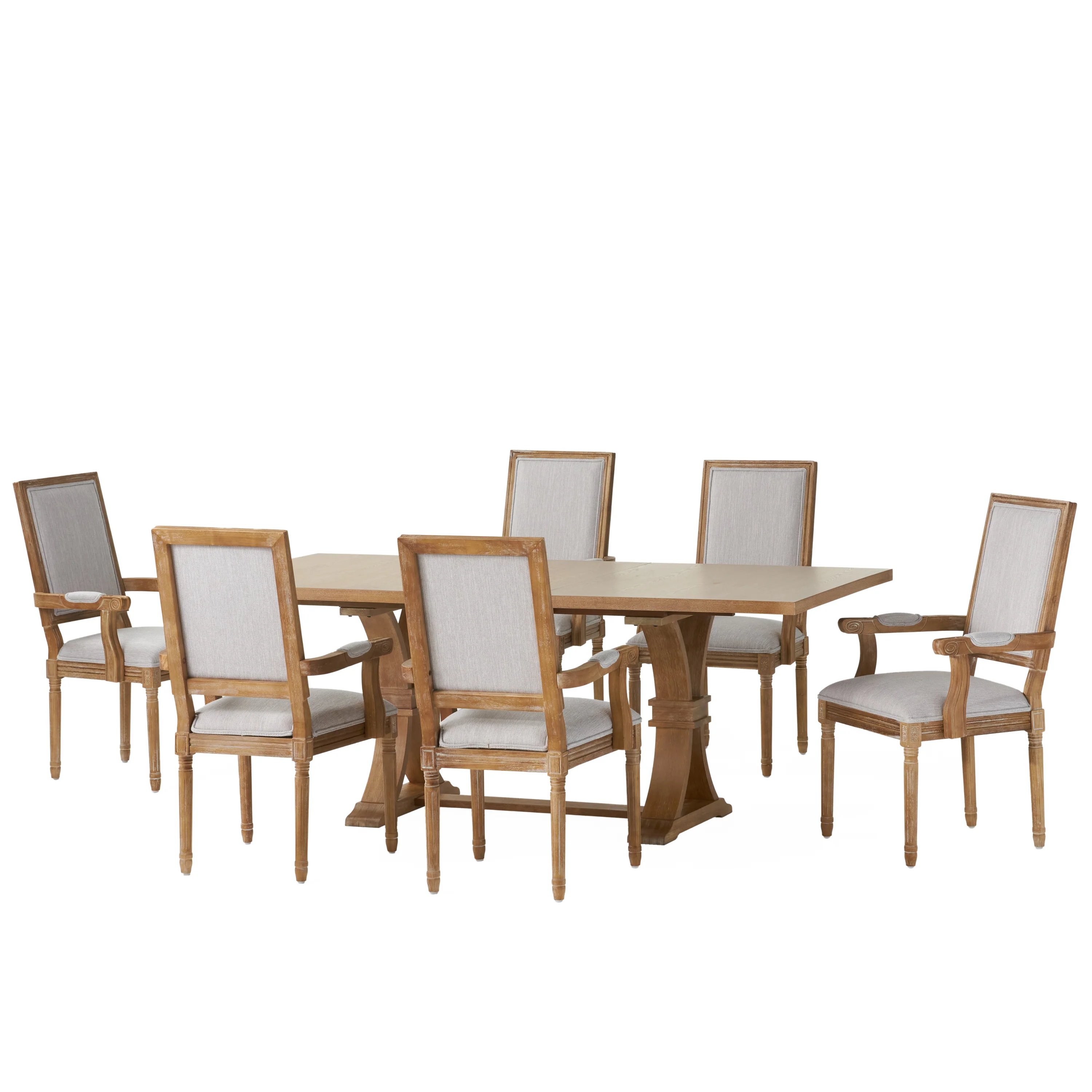 Ashlyn French Country Wood 7-Piece Expandable Dining Set - furnishings