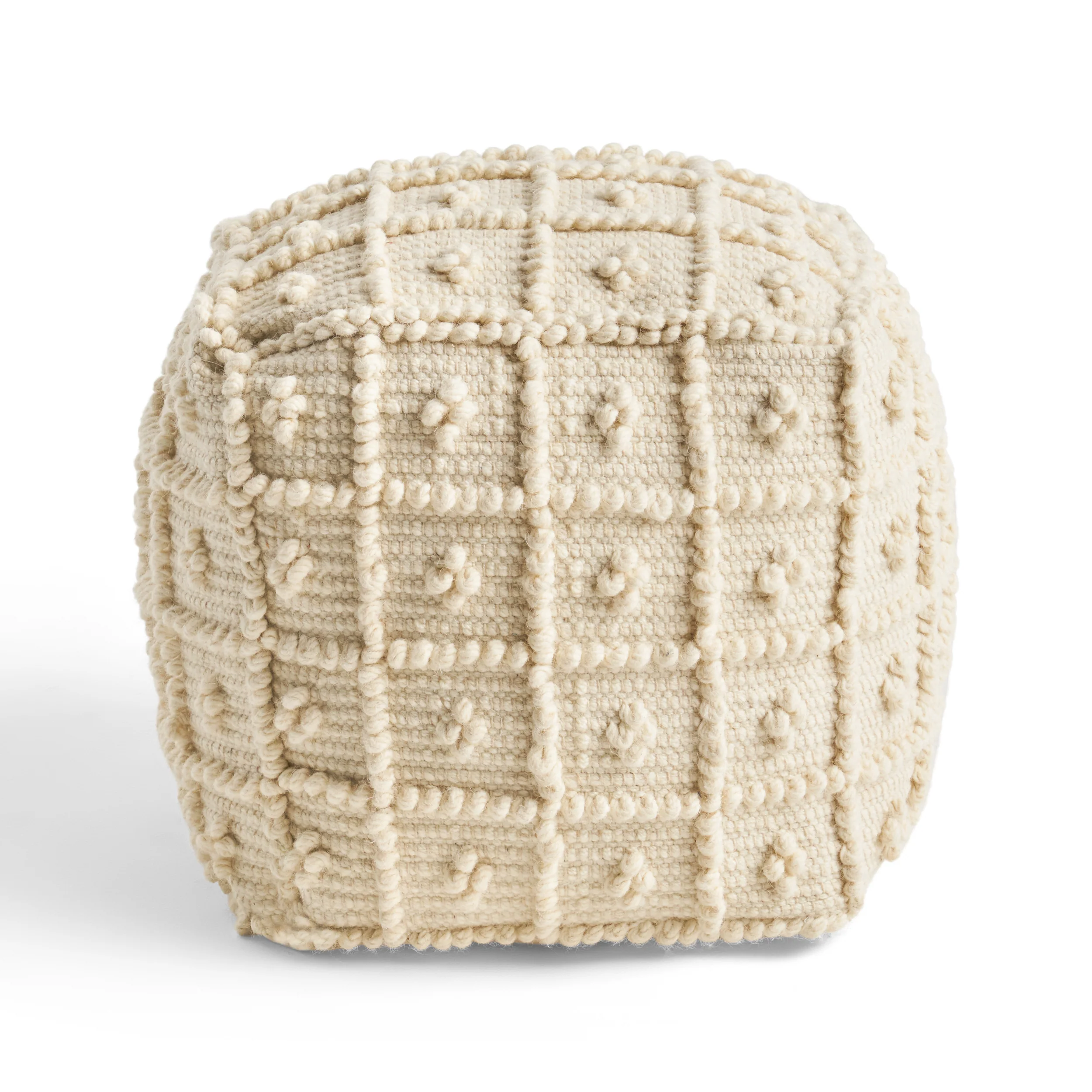 Sarahbella Boho Wool and Cotton Ottoman Pouf - furnishings