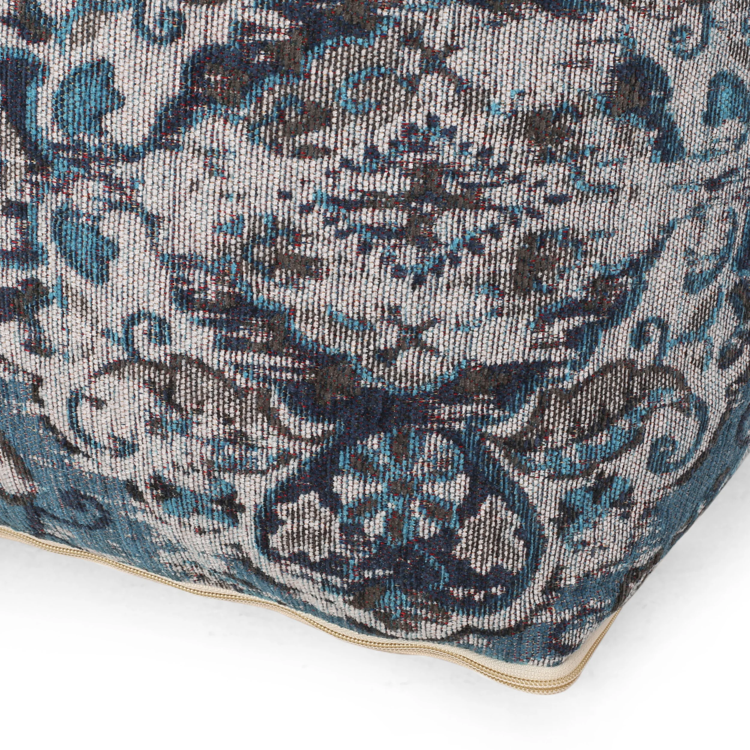 Concho Handcrafted Boho Fabric Cube Pouf - furnishings