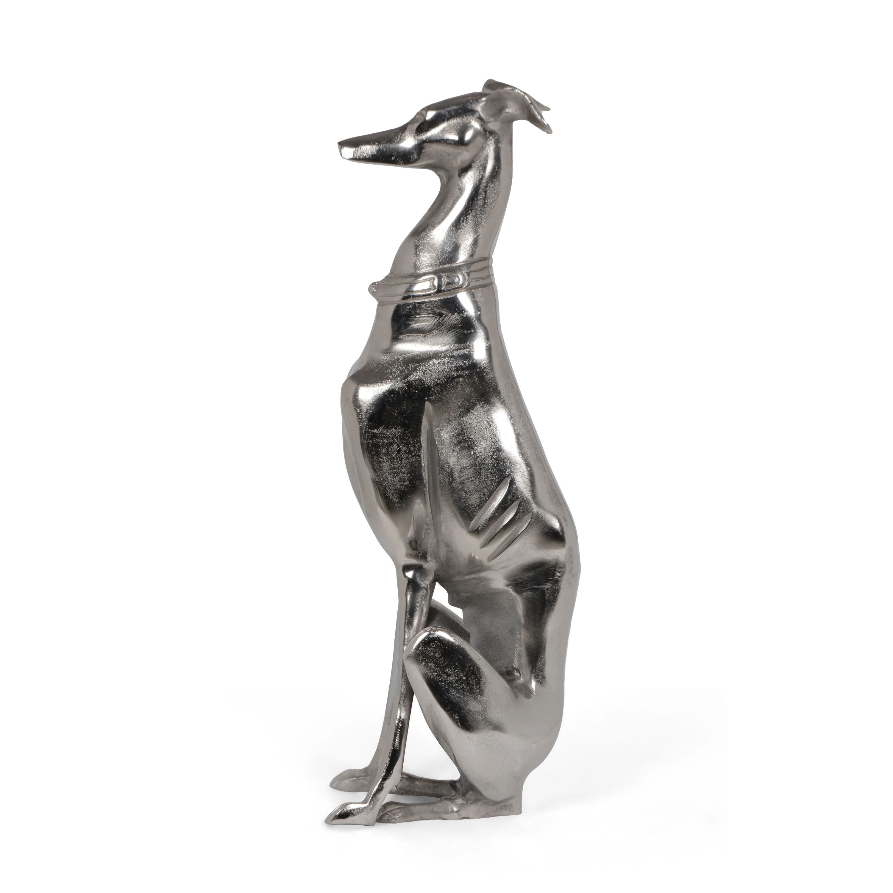Lismore Aluminum Greyhound Statue, Raw Nickel - furnishings