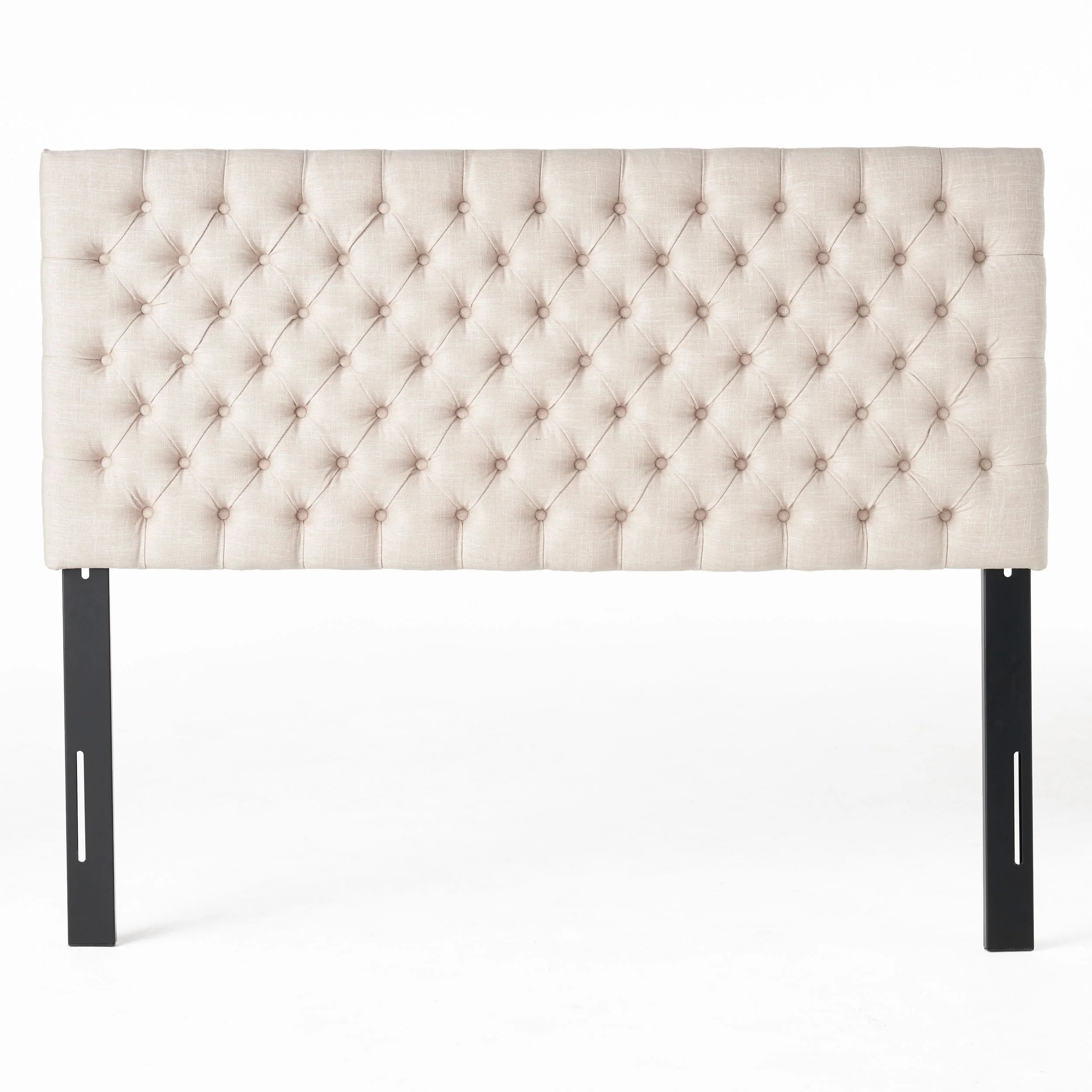 Wyoming Contemporary Button Tufted Light Beige Fabric Queen/Full Headboard - furnishings