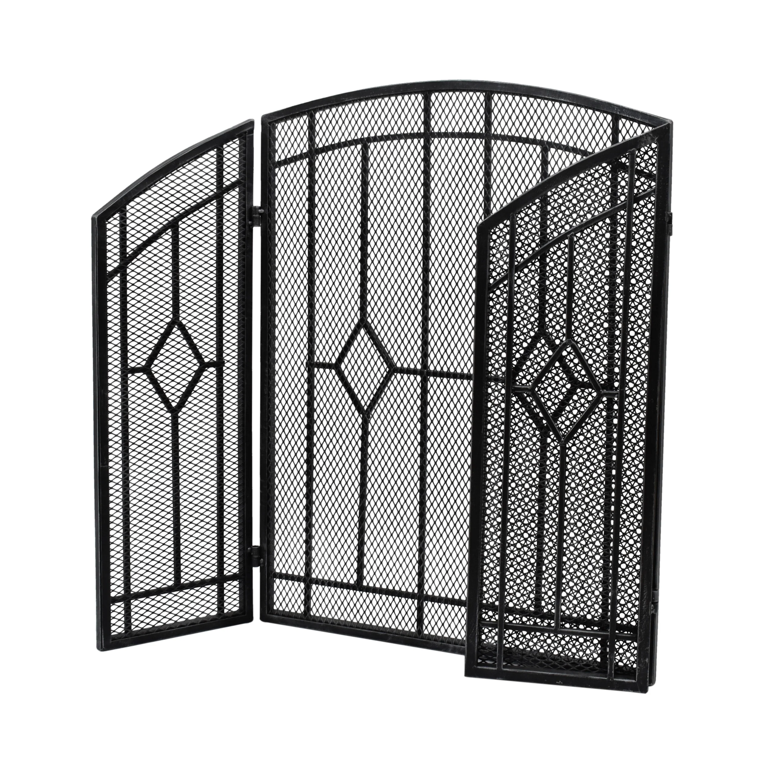 Jacoby Contemporary Three Panel Iron Firescreen - furnishings