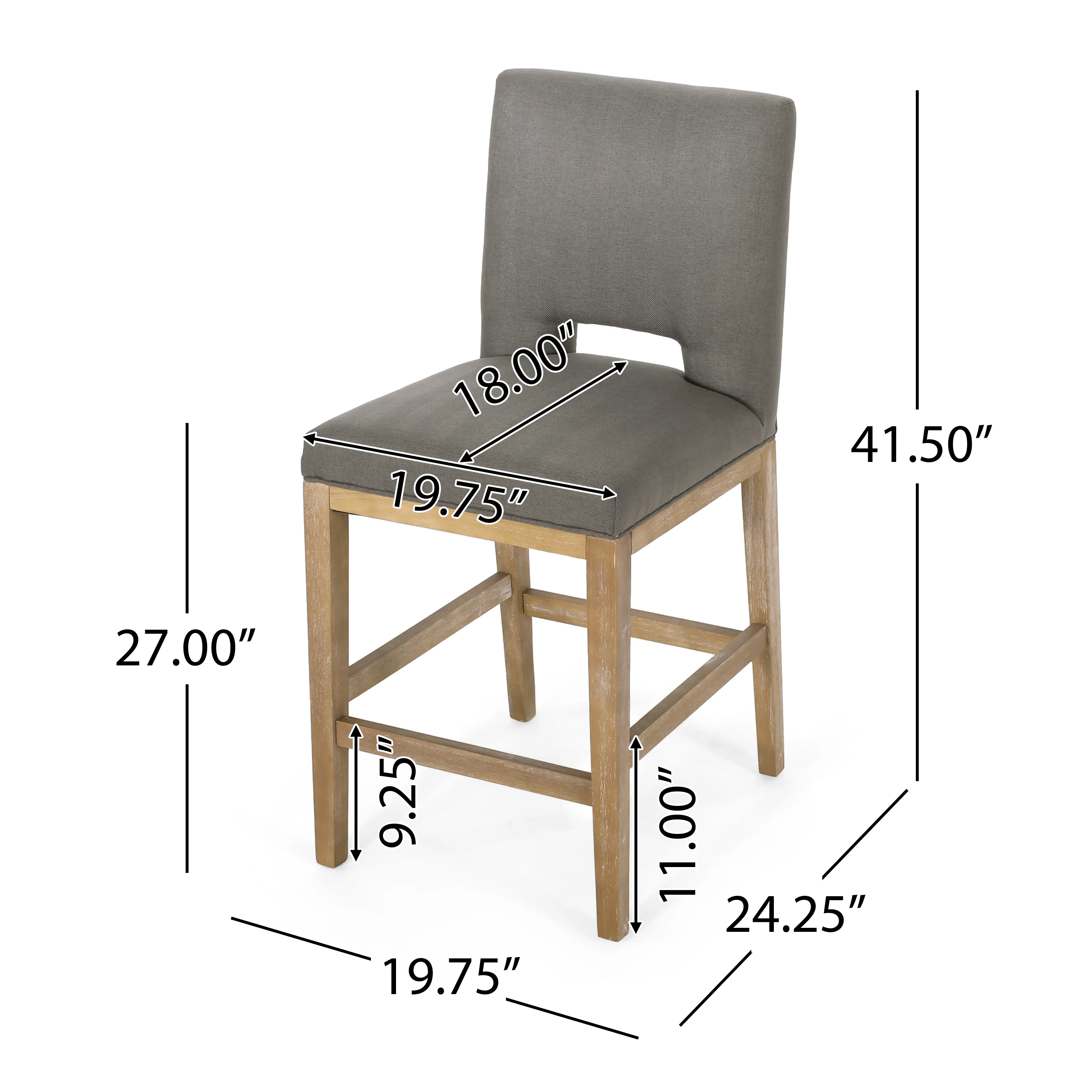 Kiara Contemporary Fabric Upholstered 27 Inch Counter Stools (Set of 2) - furnishings