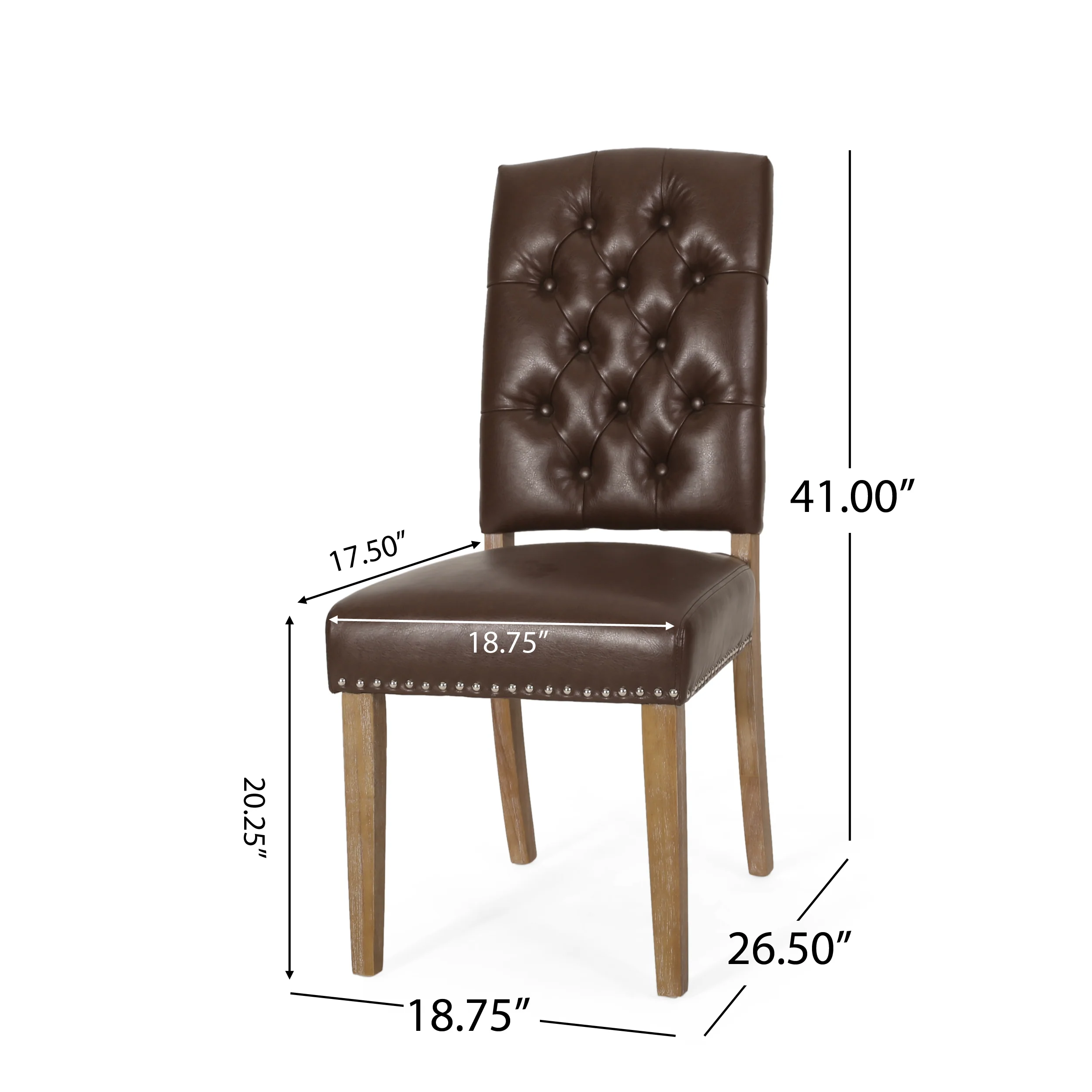 Frances Contemporary Faux Leather Tufted Dining Chairs with Nailhead Trim, Set of 4 - furnishings