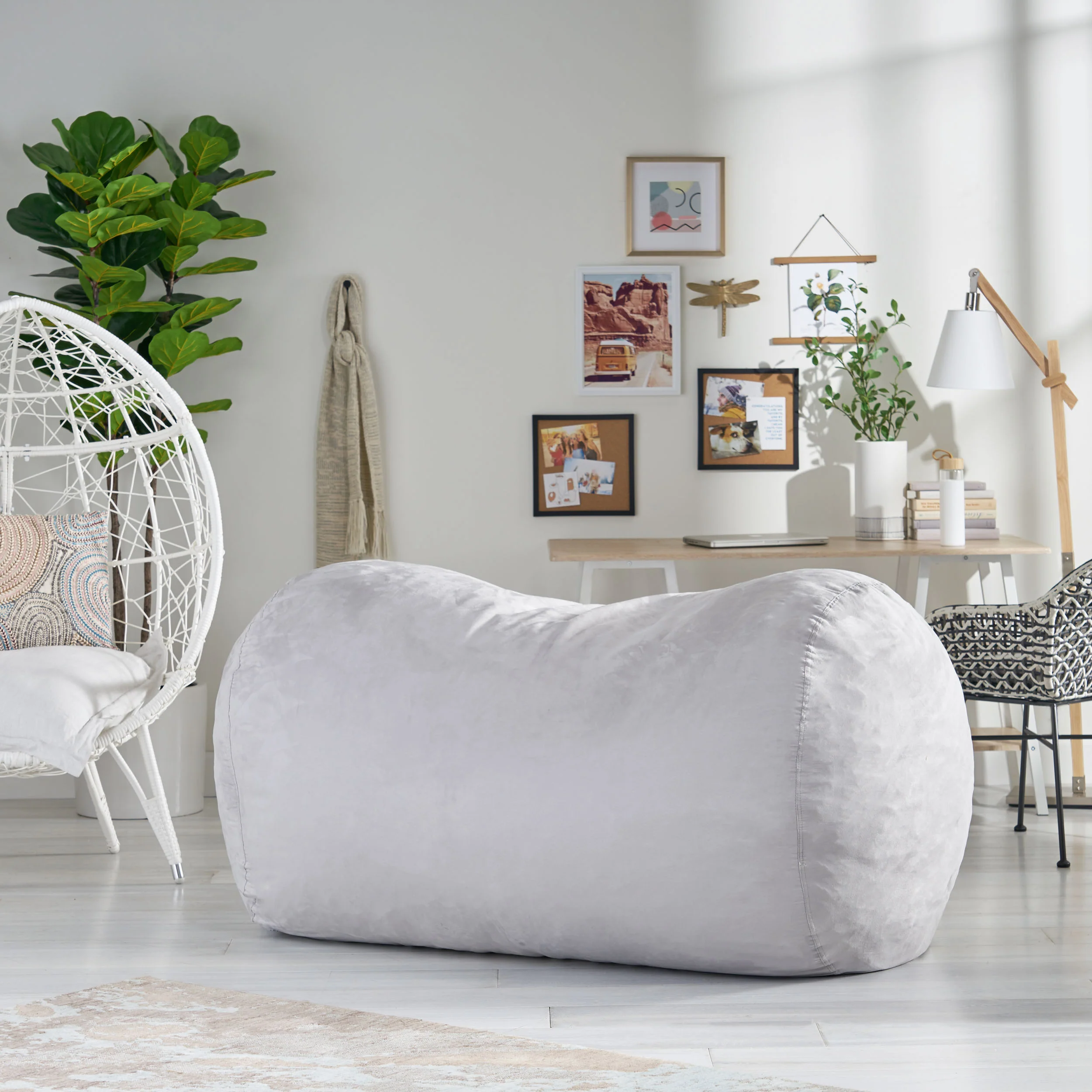 Bern Modern 6.5 Foot Microfiber Pastel Bean Bag - furnishings