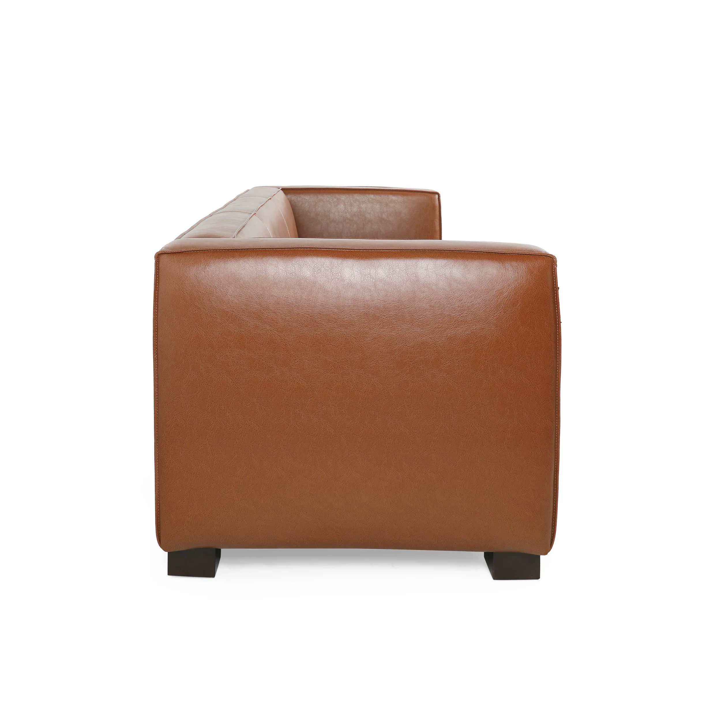 Minkler Contemporary Faux Leather 3 Seater Sofa - furnishings