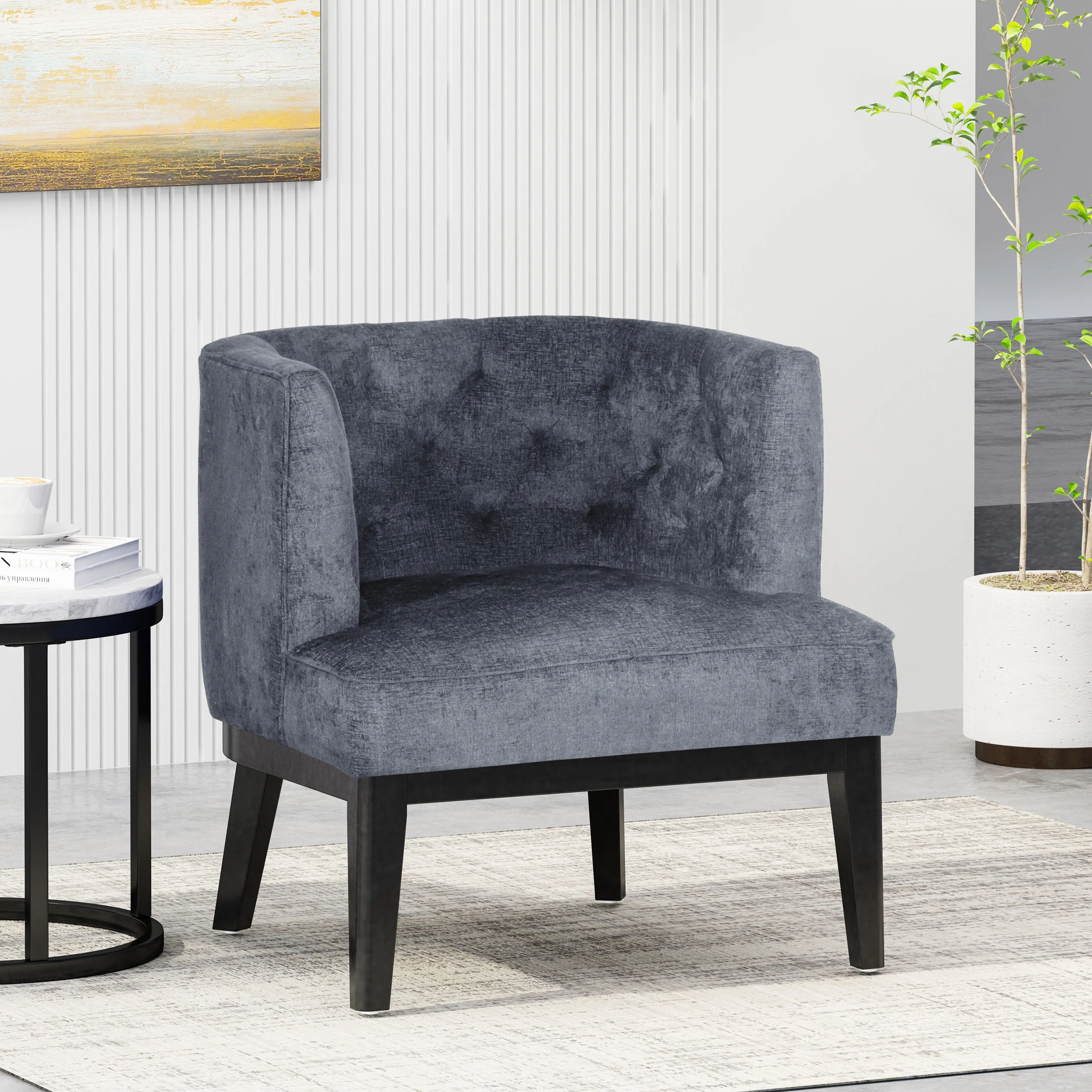 Evans Contemporary Fabric Tufted Accent Chair - furnishings