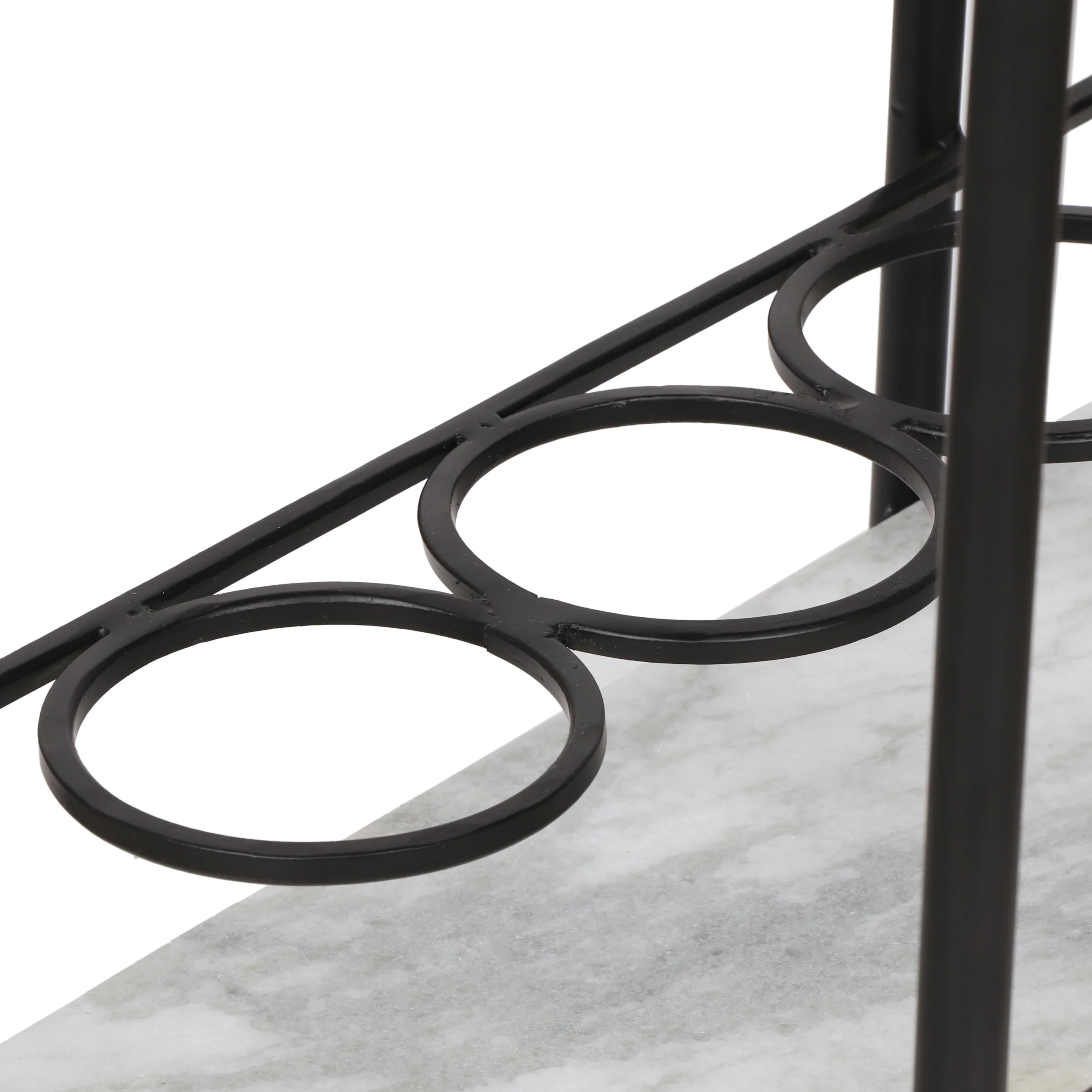 Maria Modern Glam 3 Tier Bar Cart with Marble Shelving, Black and White - furnishings