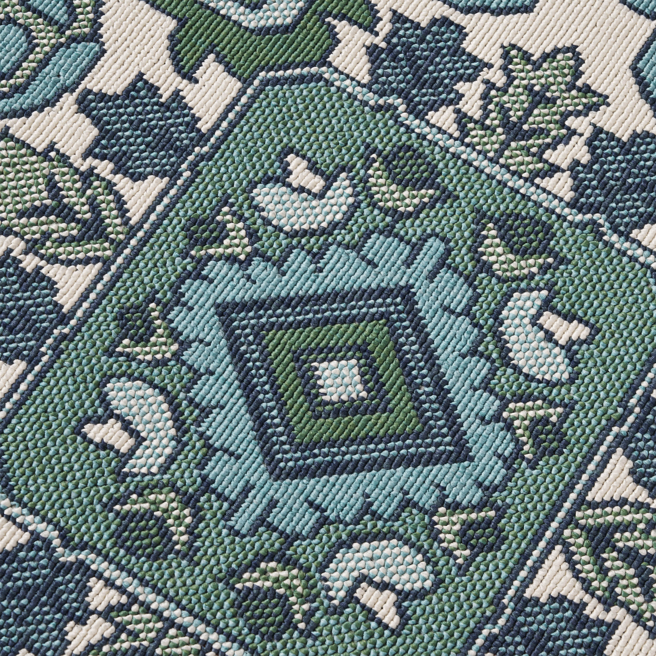 Halston Outdoor Oriental Area Rug, Ivory and Blue - furnishings