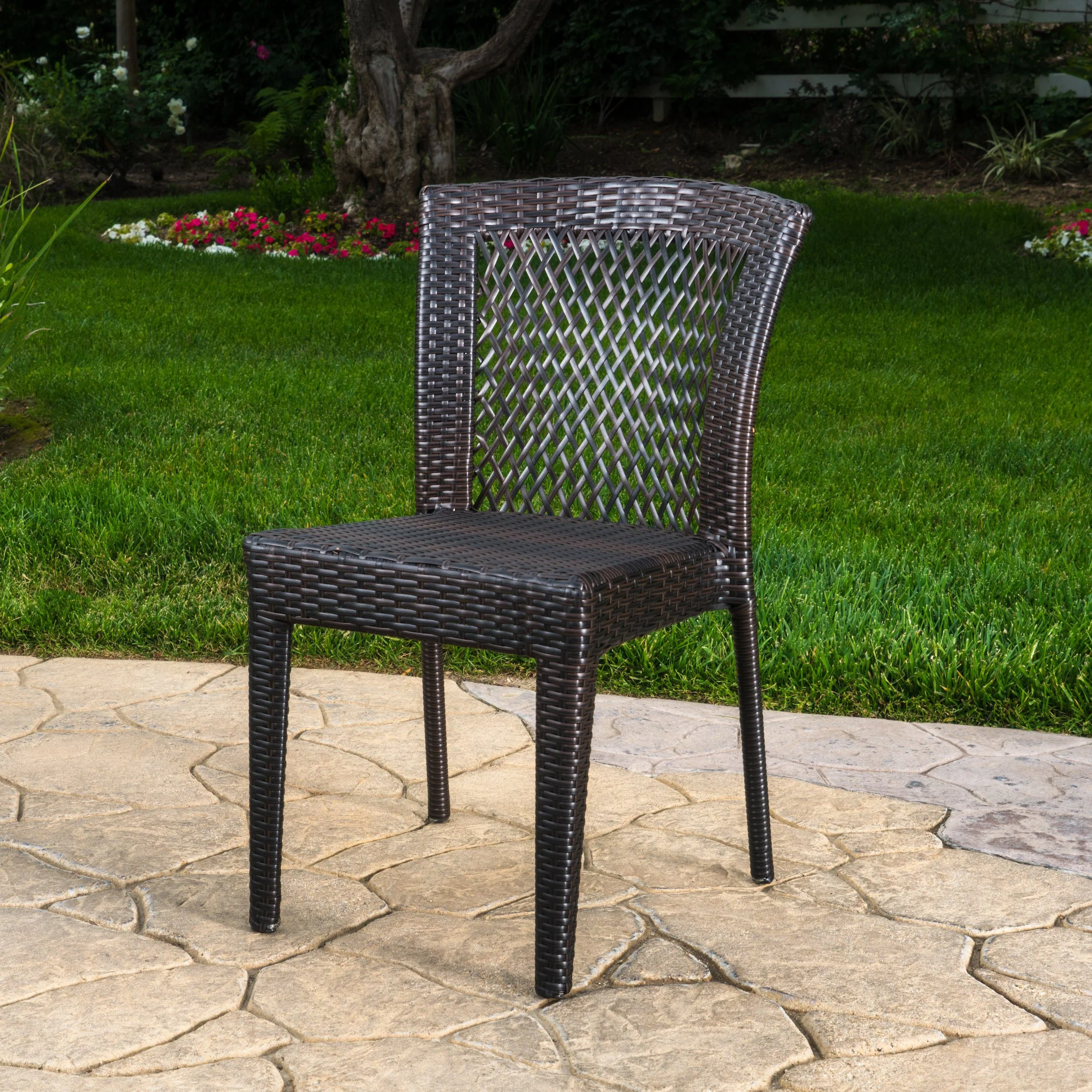 Chatham Outdoor 7 Piece Multibrown Wicker Dining Set - furnishings