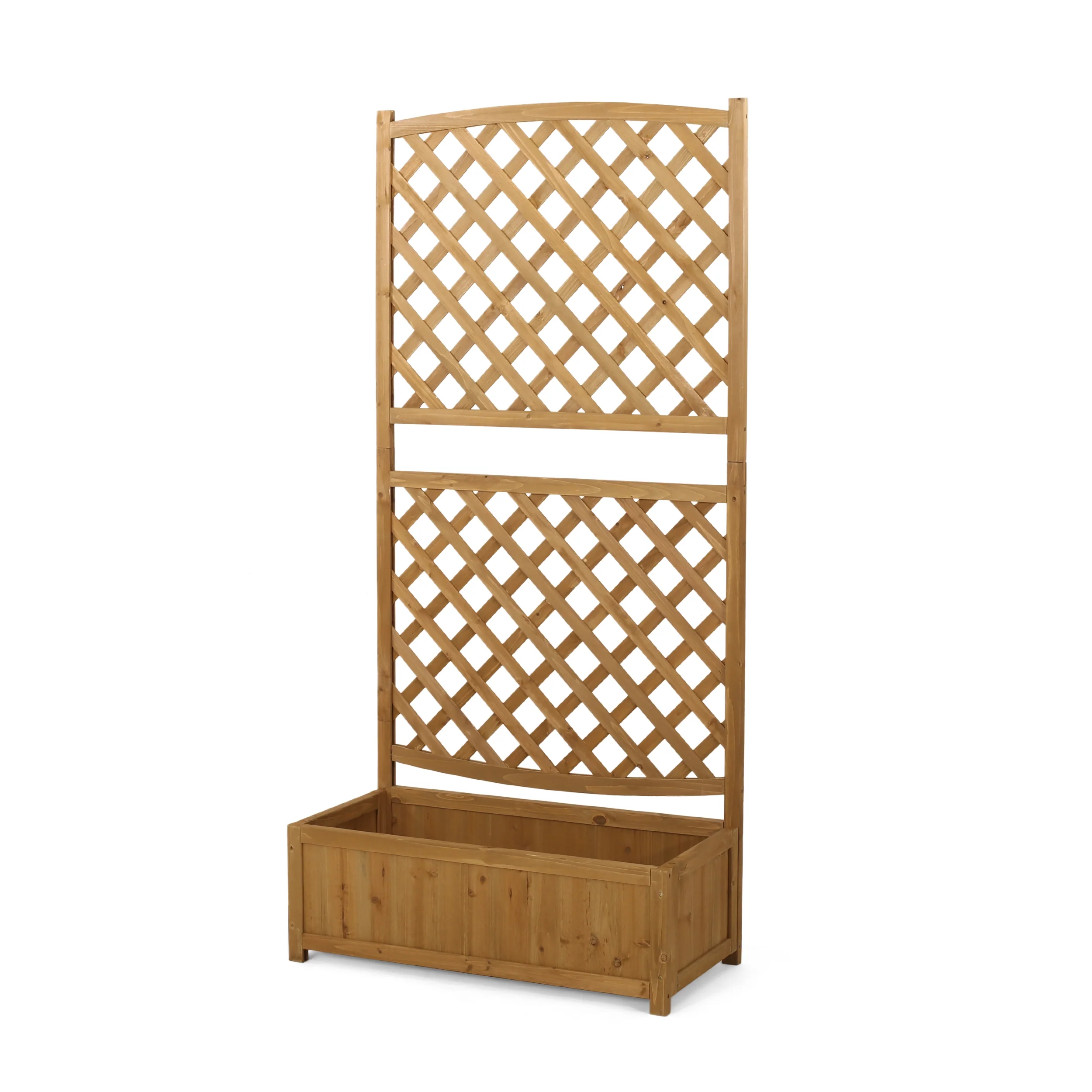 Mallett Traditional Rectangular Firwood Planter Box with Trellis - furnishings