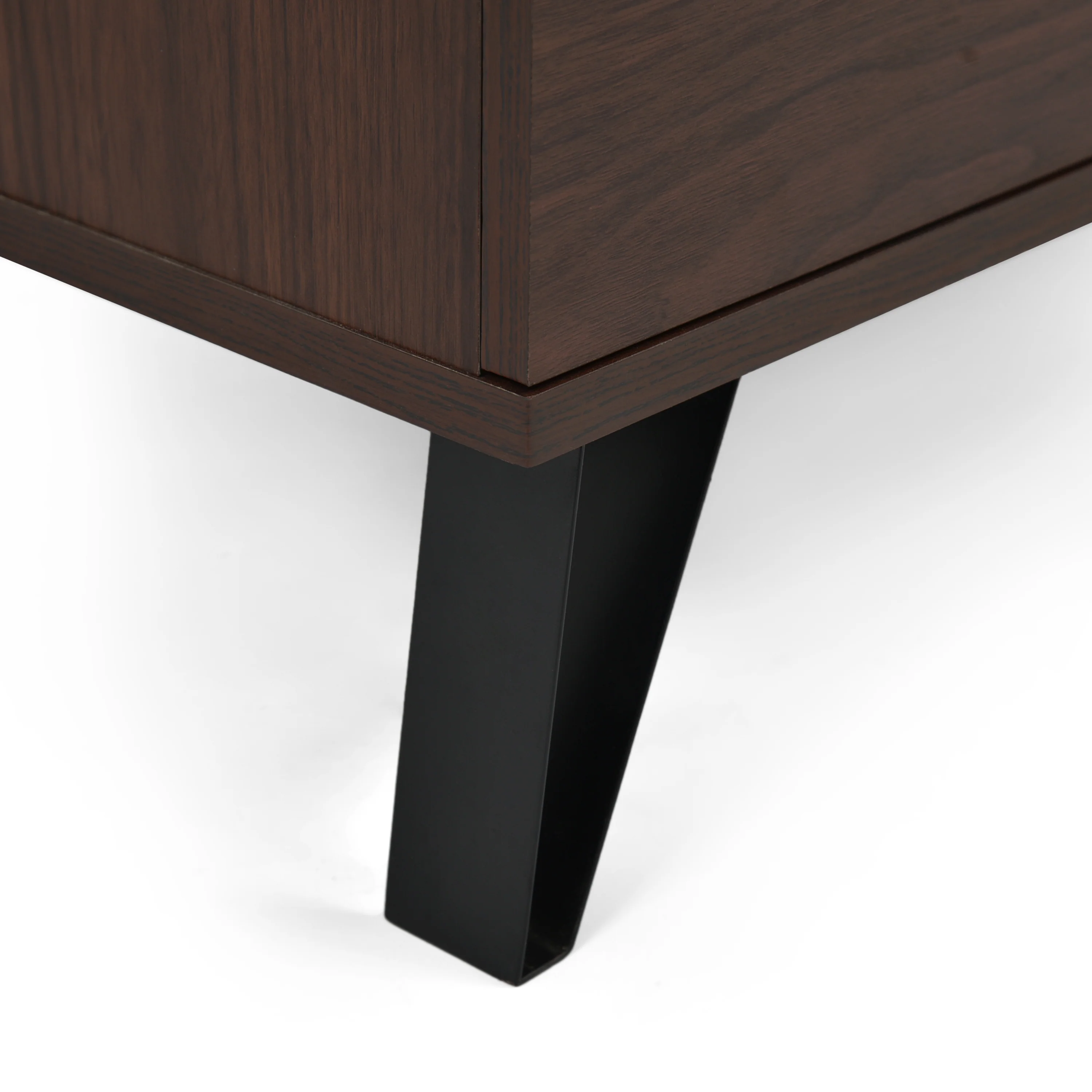 Demijen Modern Industrial 3 Piece 3 Drawer Dresser and Nightstand Bedroom Set, Walnut and Matte Black - furnishings
