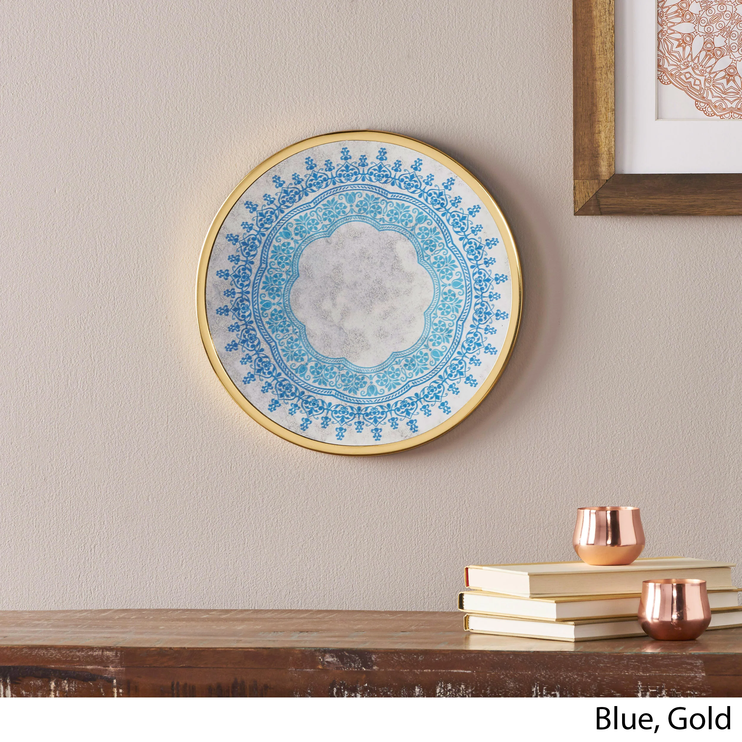 Marian Oriental Round Tempered Glass Wall Accessory - furnishings