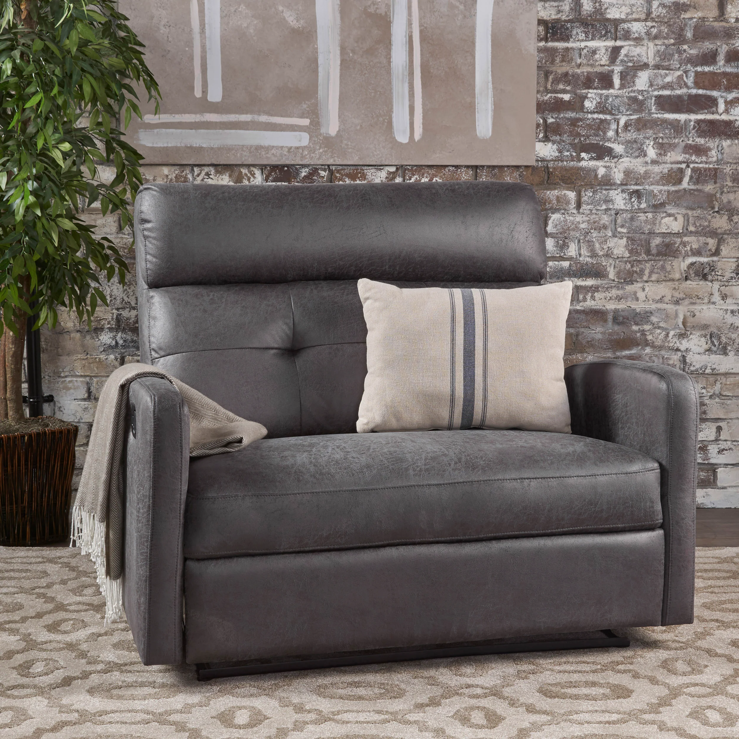 Hana Plush Cushion Tufted Back Microfiber Loveseat Recliner - furnishings