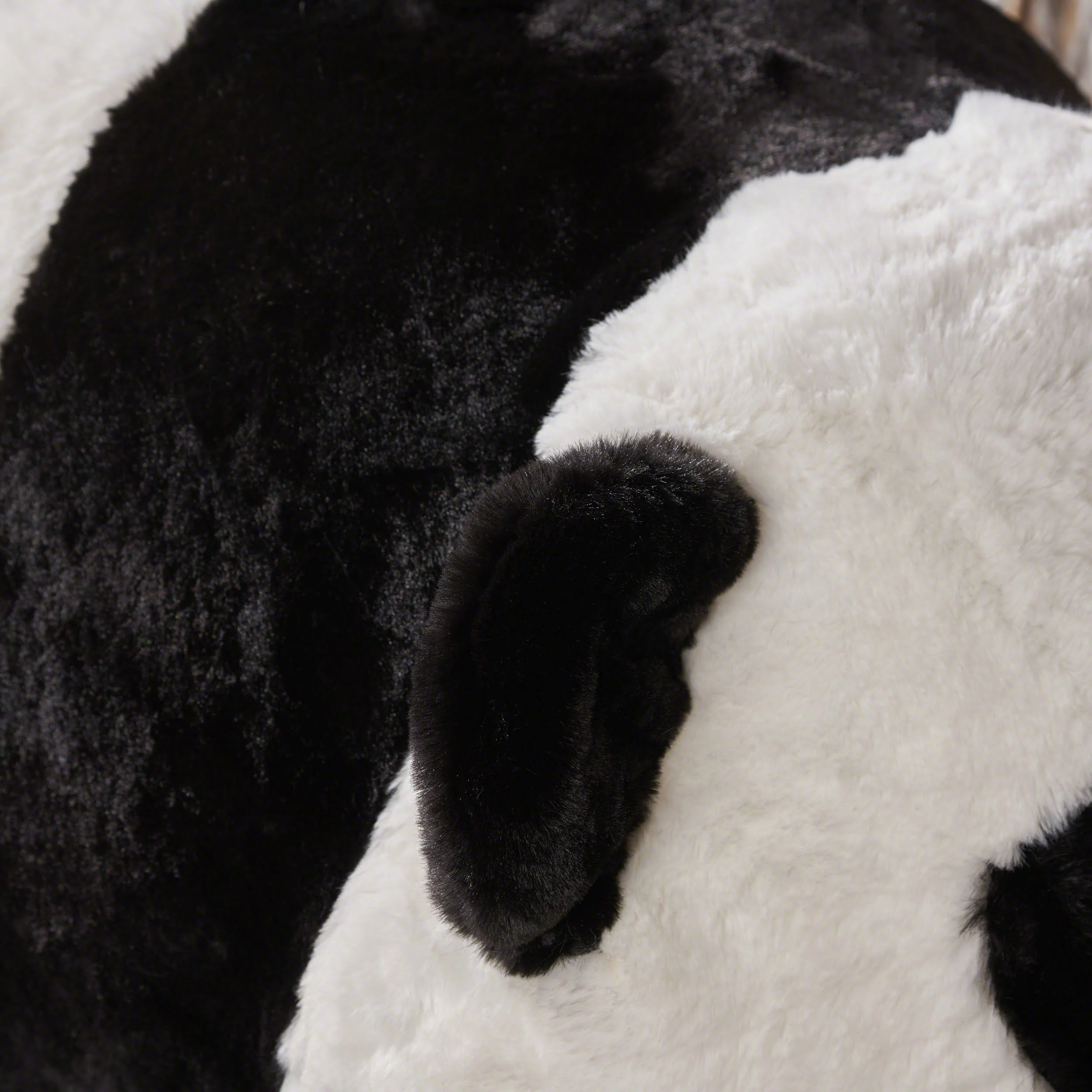 Jom Kid's White and Black Furry Panda Ottoman - furnishings