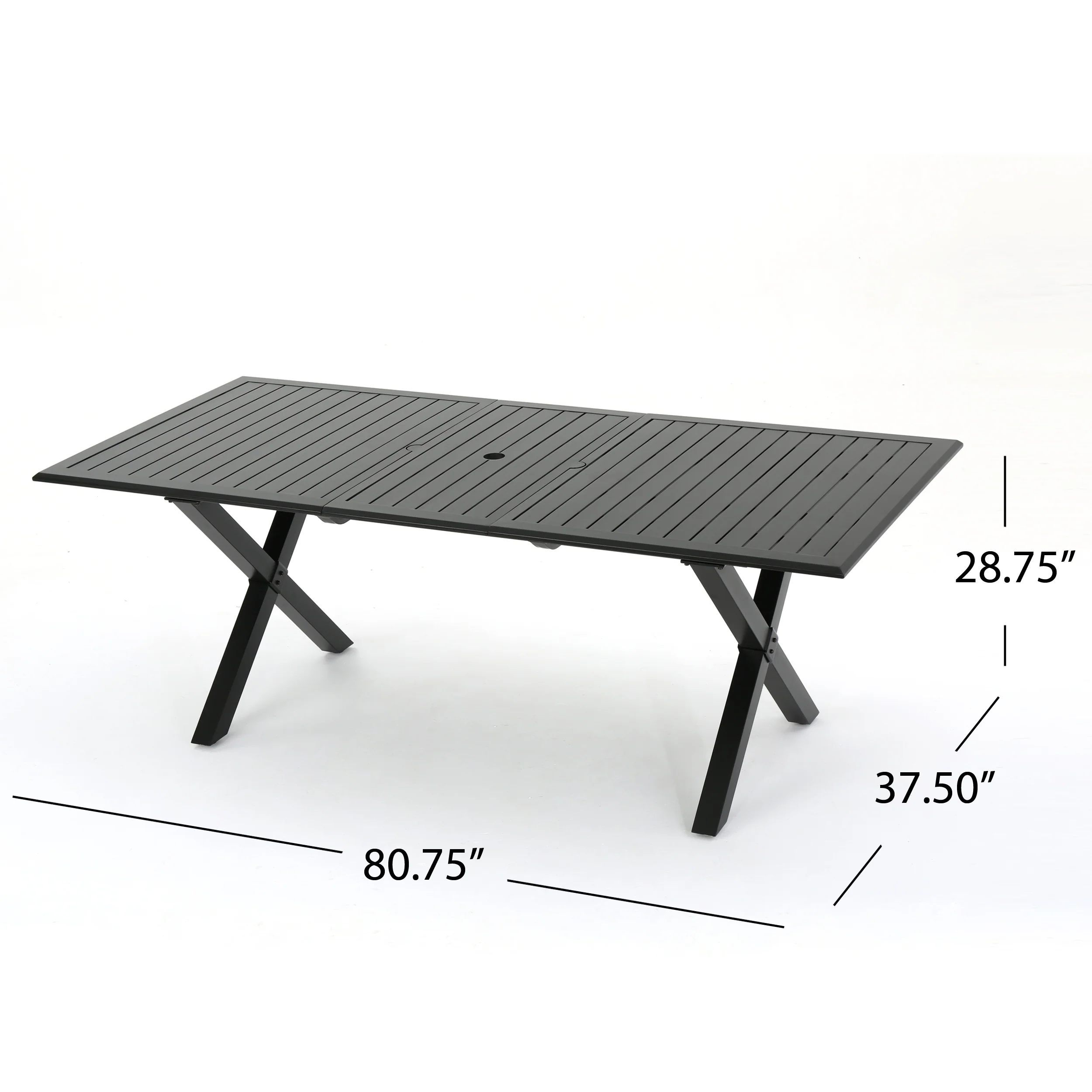 Layni Outdoor Modern 6 Seater Aluminum Dining Set with Expandable Table - furnishings